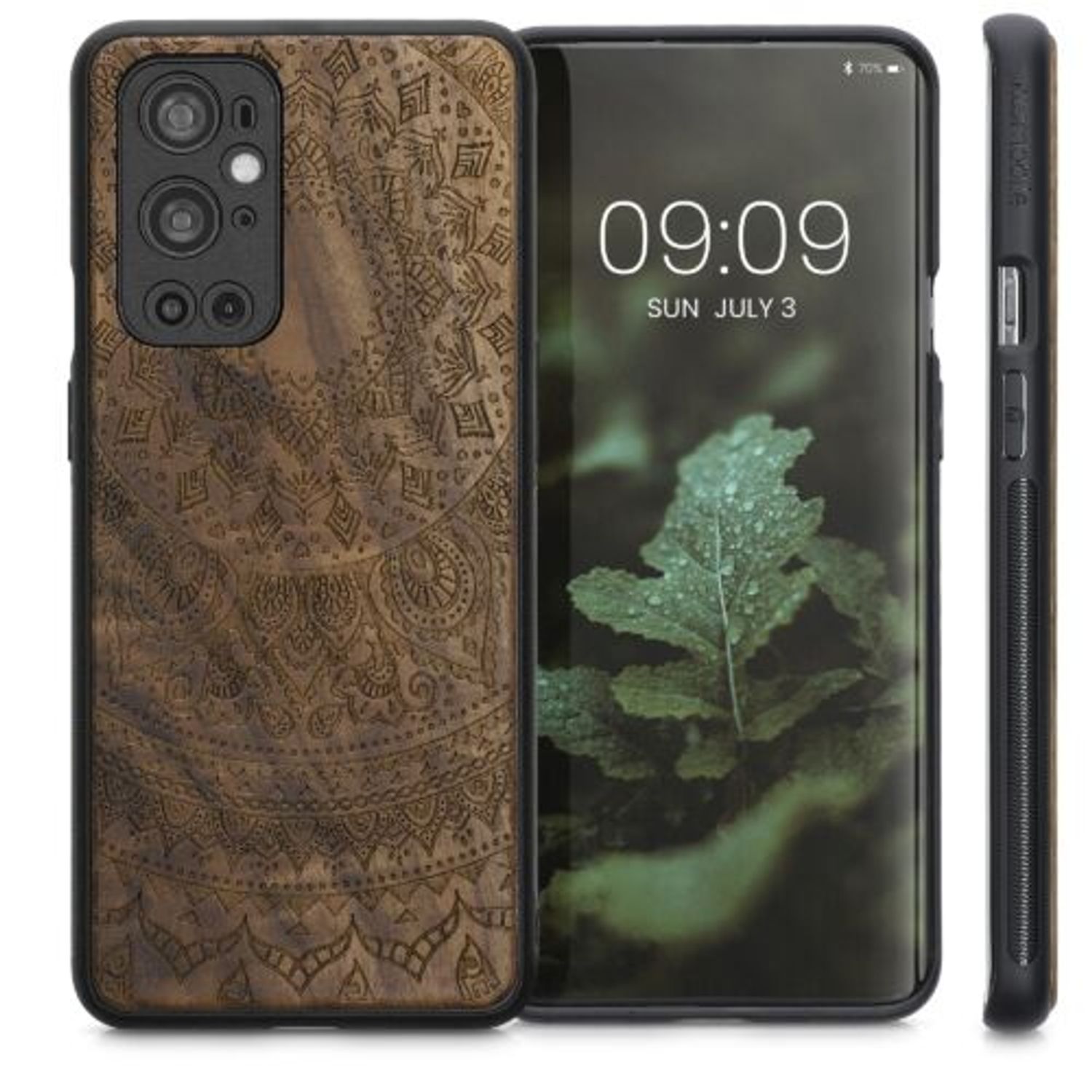 Husa Kwmobile pentru OnePlus 9 Pro, Lemn, Maro, 54433.02 fotografia produsului