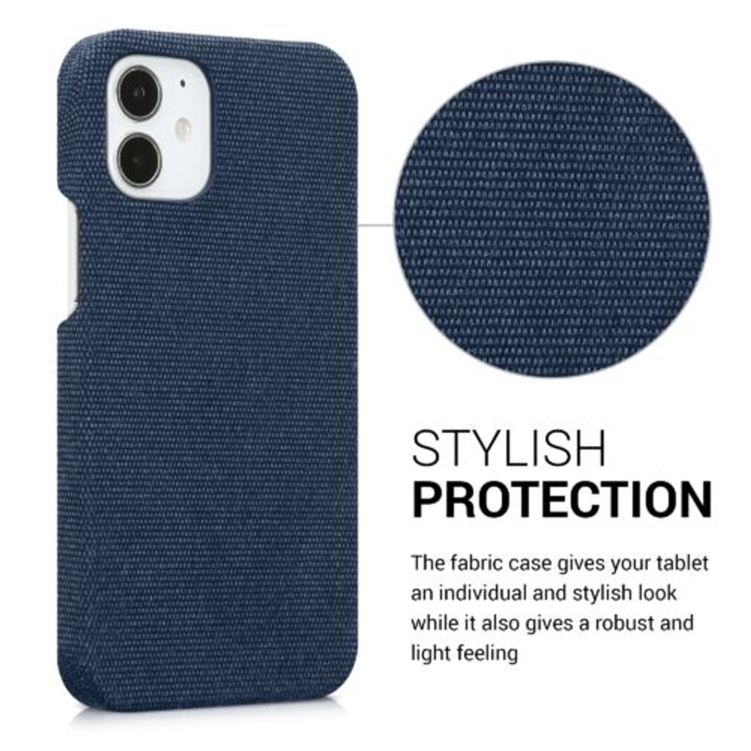 Husa Kwmobile pentru Apple iPhone 12 Mini, Textil, Albastru, 57449.17 fotografia produsului View 3 L
