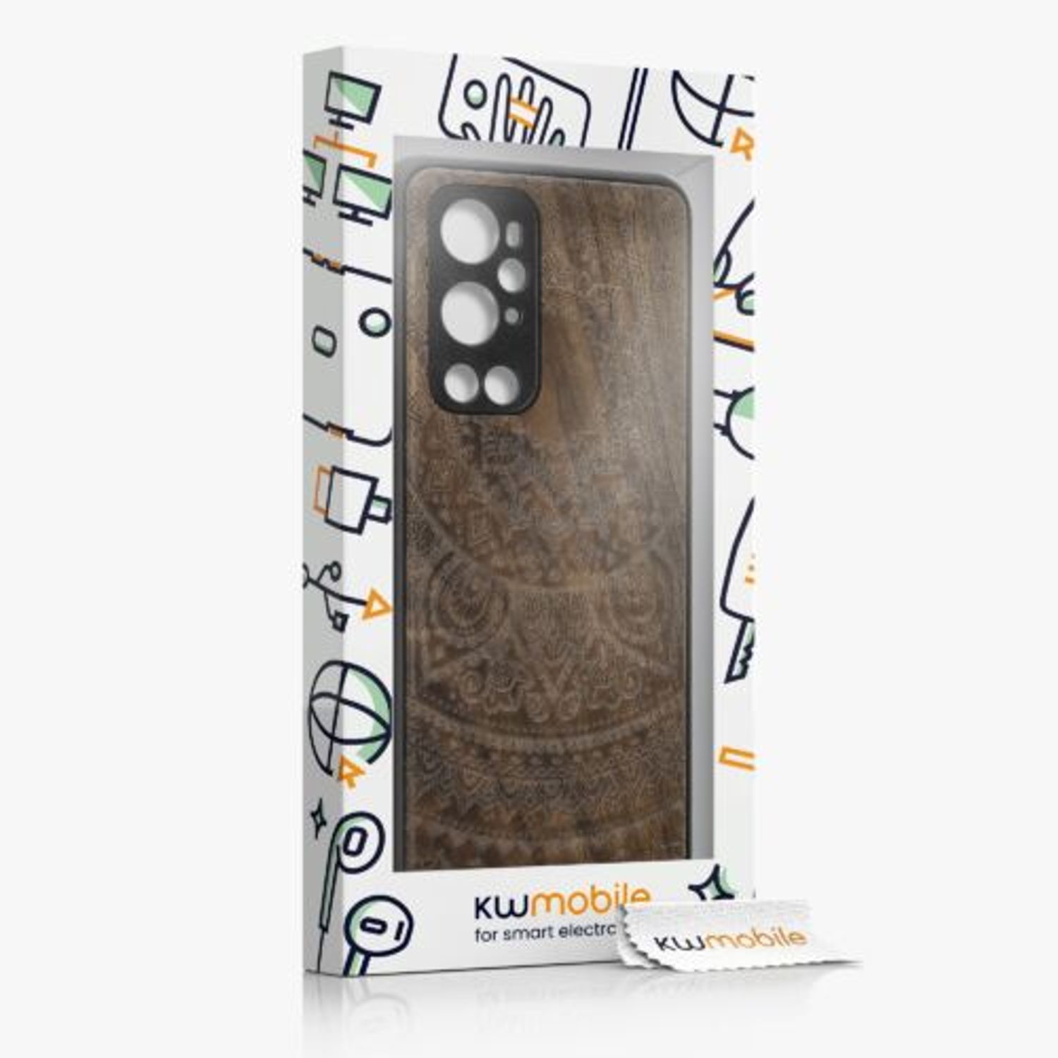 Husa Kwmobile pentru OnePlus 9 Pro, Lemn, Maro, 54433.02 fotografia produsului View 5 L