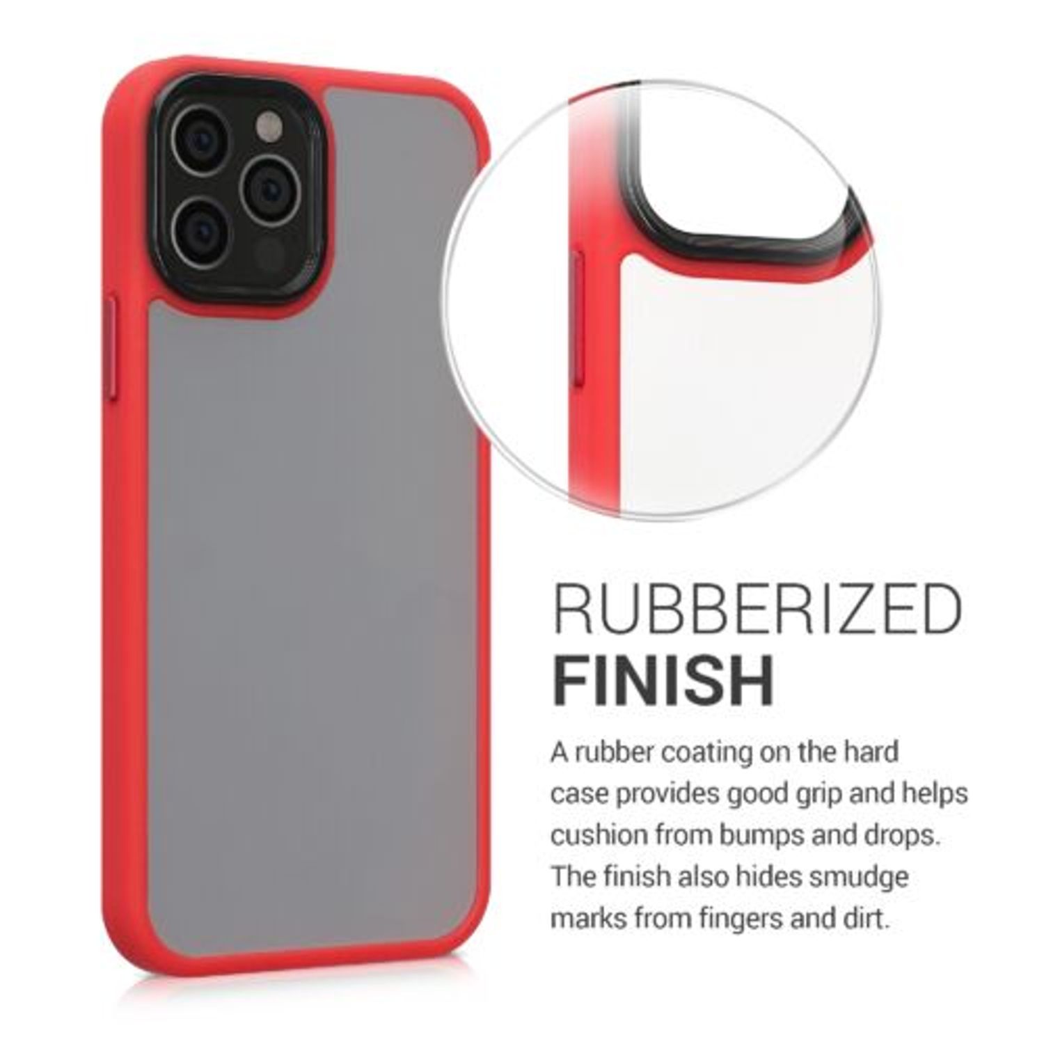 Husa Kwmobile pentru Apple iPhone 12/iPhone 12 Pro, Silicon, Rosu/Transparent, 57458.09 fotografia produsului View 3 L