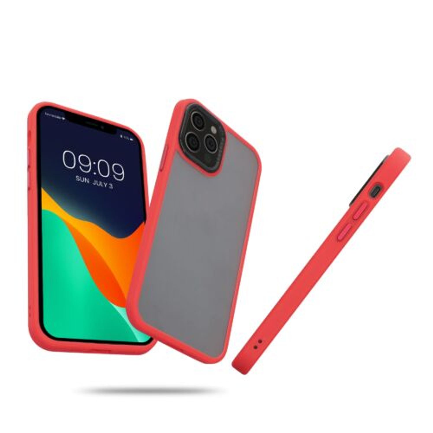 Husa Kwmobile pentru Apple iPhone 12/iPhone 12 Pro, Silicon, Rosu/Transparent, 57458.09 fotografia produsului View 2 L