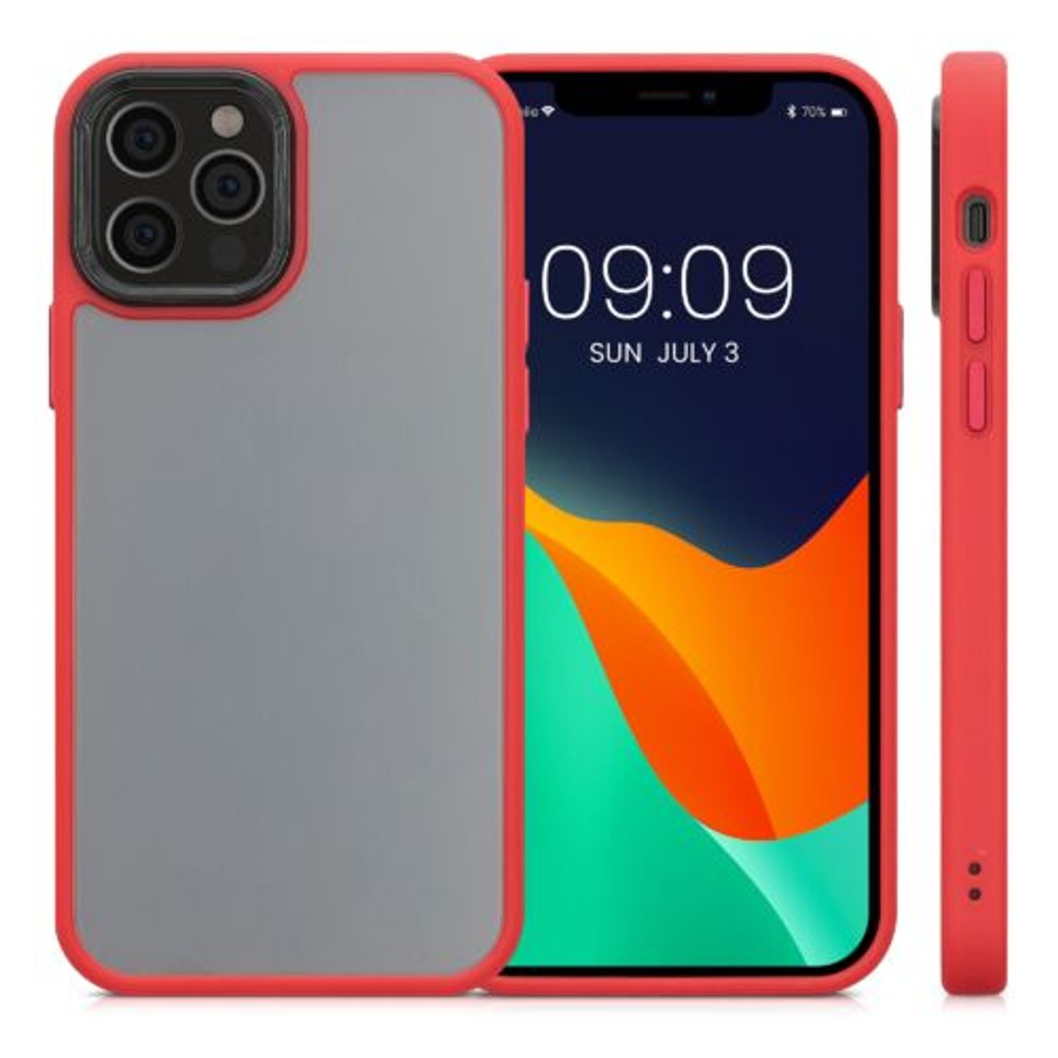 Husa Kwmobile pentru Apple iPhone 12/iPhone 12 Pro, Silicon, Rosu/Transparent, 57458.09 fotografia produsului