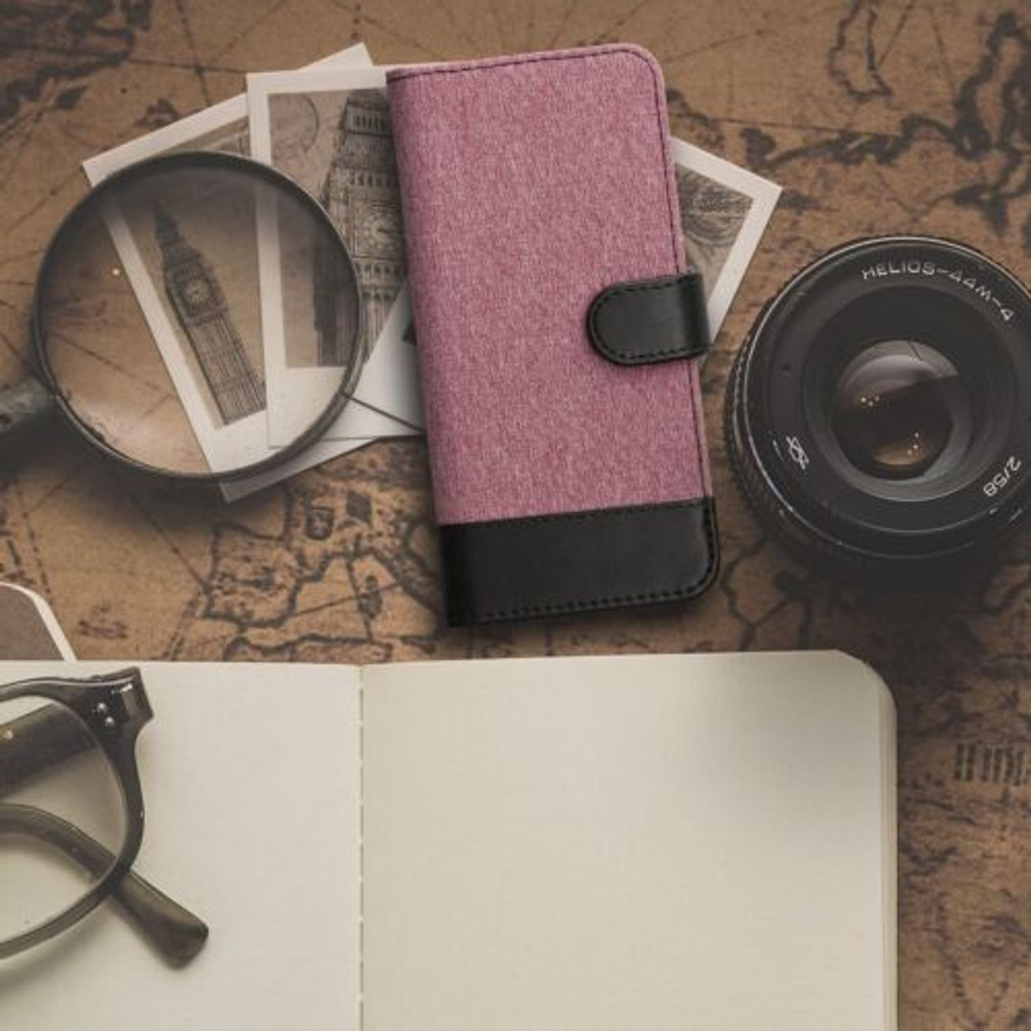 Husa Kwmobile pentru Honor 50 Lite, Textil, Roz/Negru, 57480.02 fotografia produsului View 2 L