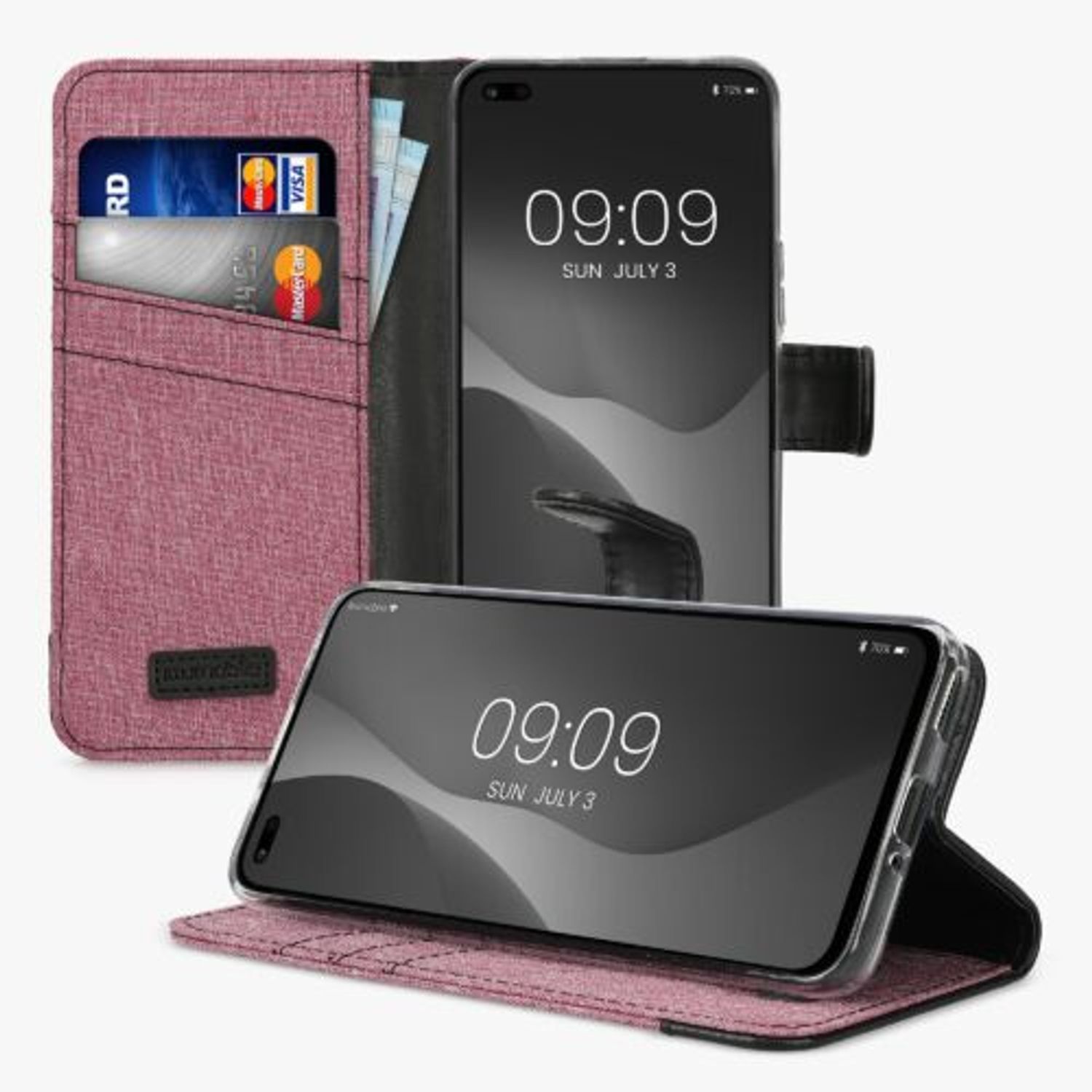 Husa Kwmobile pentru Honor 50 Lite, Textil, Roz/Negru, 57480.02 fotografia produsului View 4 L