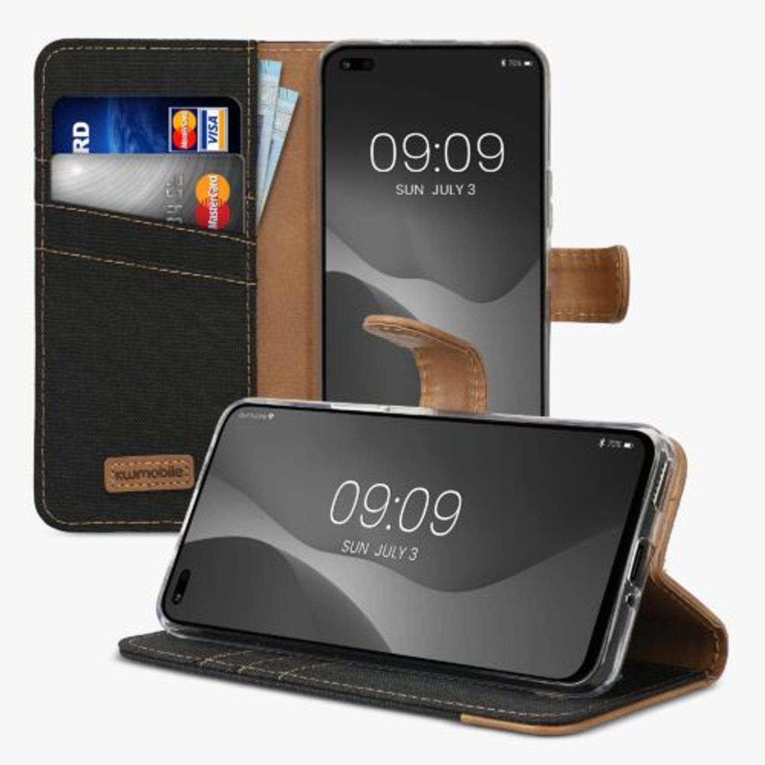 Husa Kwmobile pentru Honor 50 Lite, Textil, Negru/Maro, 57480.01 fotografia produsului View 4 L