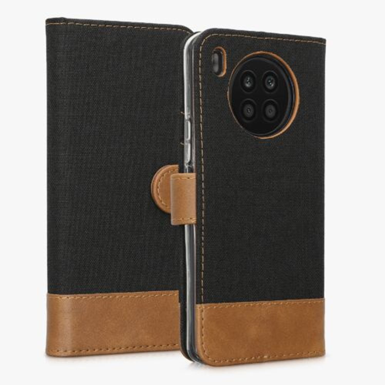 Husa Kwmobile pentru Honor 50 Lite, Textil, Negru/Maro, 57480.01 fotografia produsului View 3 L