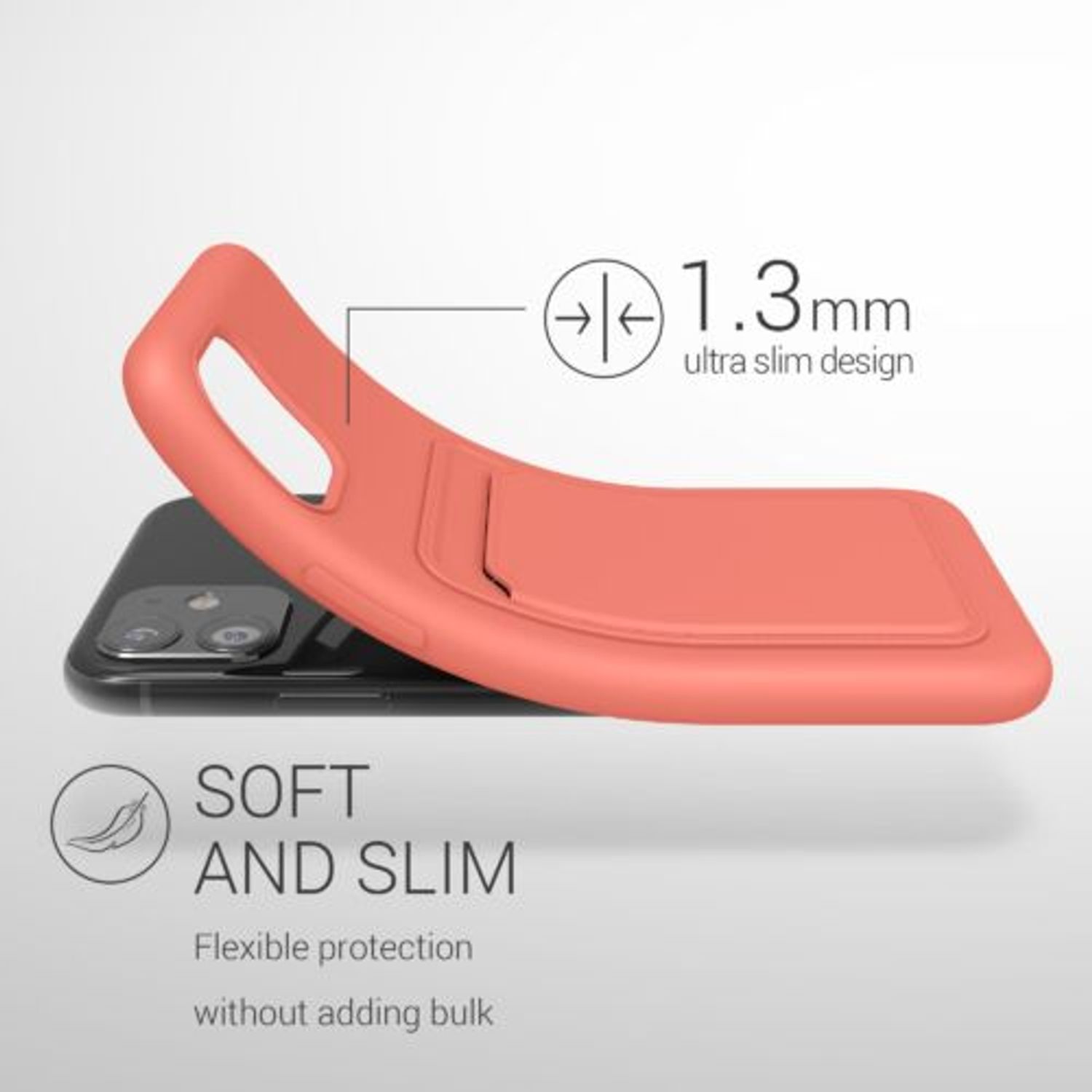Husa Kwmobile pentru Apple iPhone 11, Silicon, Coral, 55114.76 fotografia produsului View 2 L