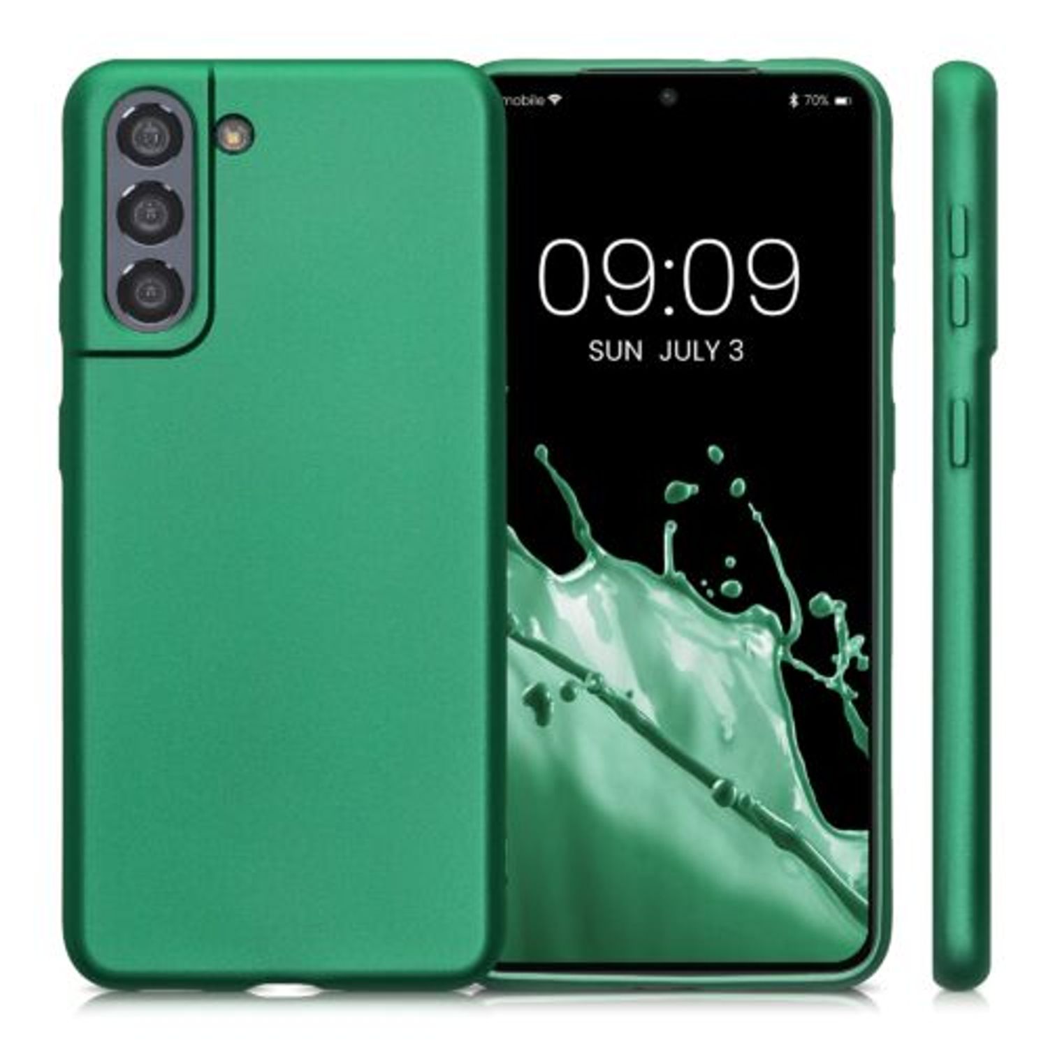 Husa Kwmobile pentru Samsung Galaxy S21, Silicon, Verde, 54057.170 fotografia produsului