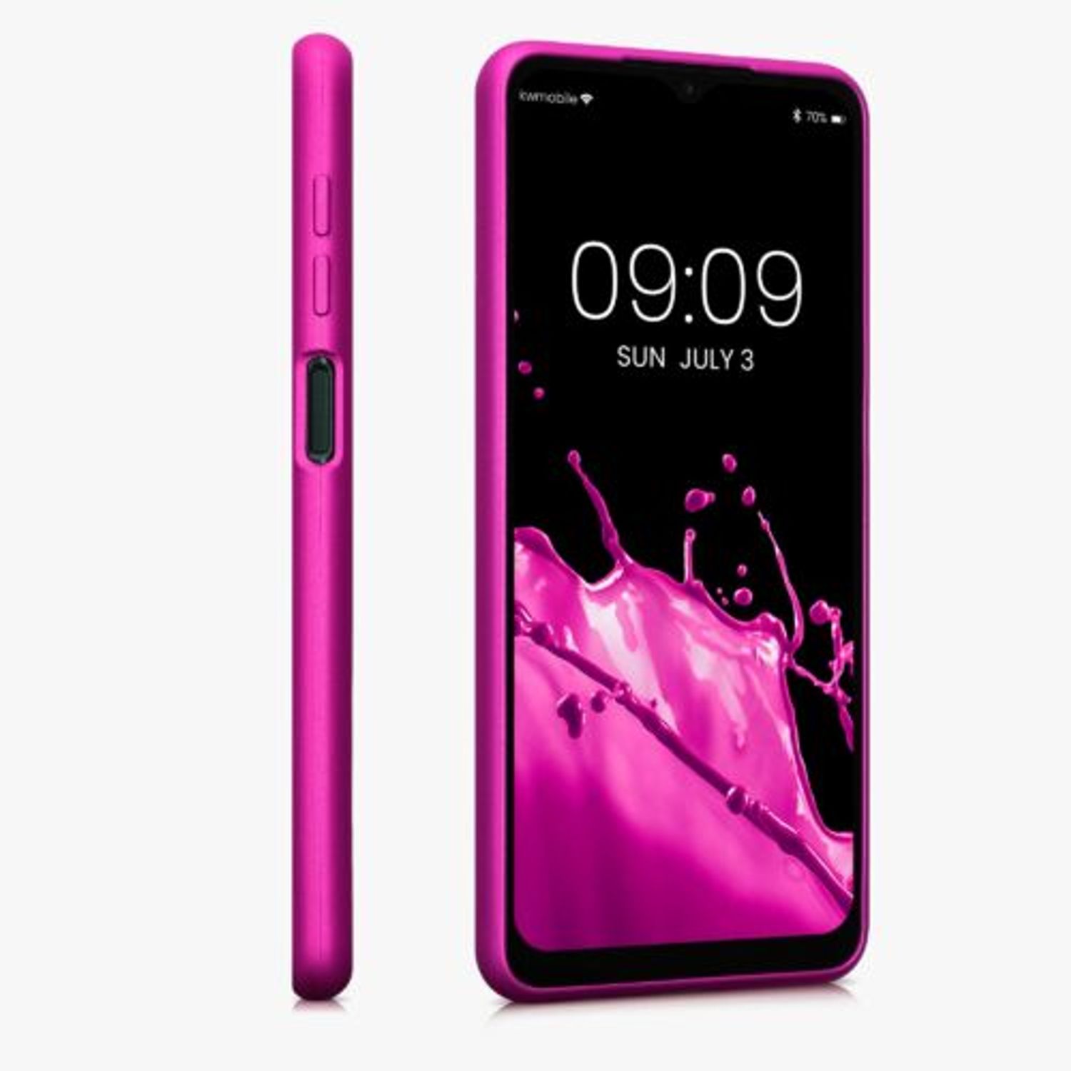 Husa Kwmobile pentru Samsung Galaxy A12, Silicon, Roz, 54052.65 fotografia produsului View 4 L