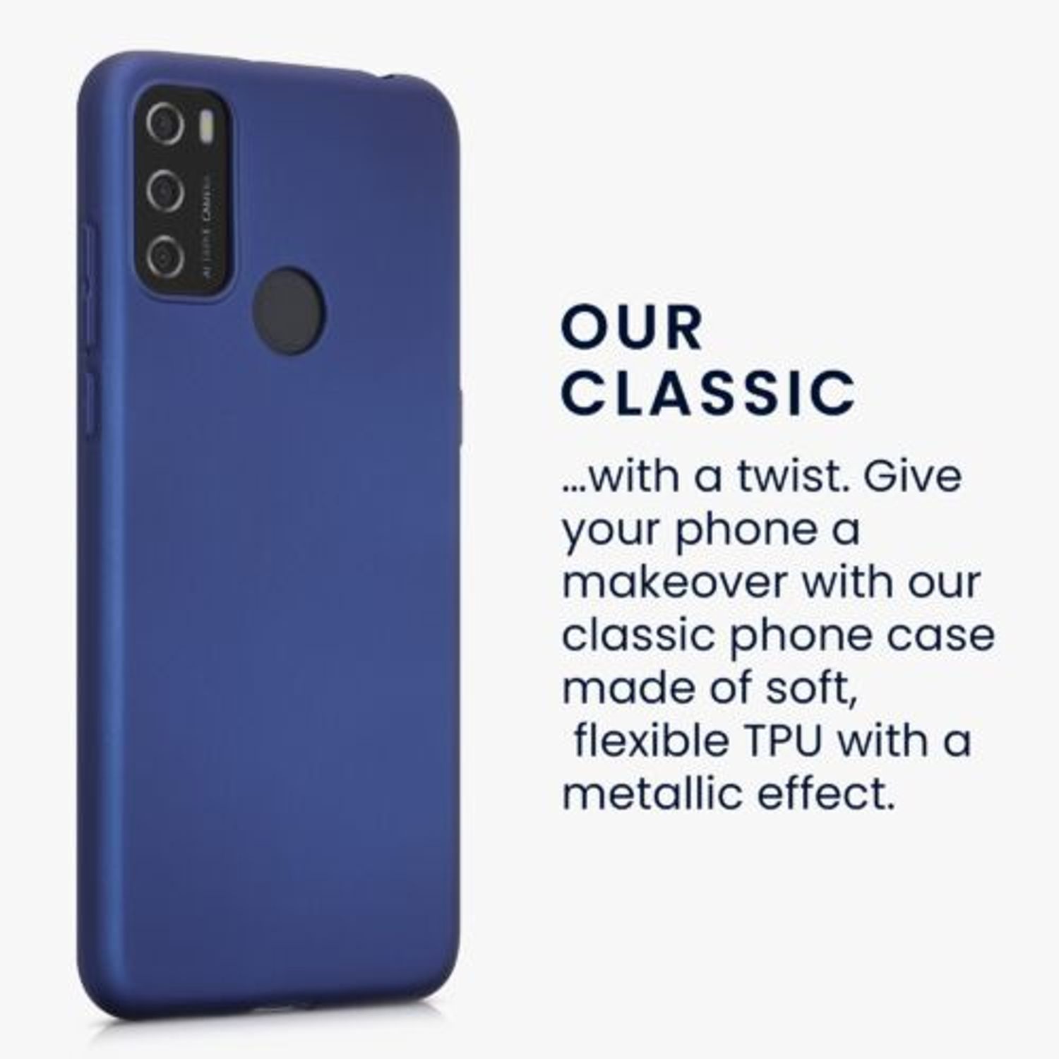 Husa Kwmobile pentru Alcatel 1S (2021), Silicon, Albastru, 54319.64 fotografia produsului View 3 L