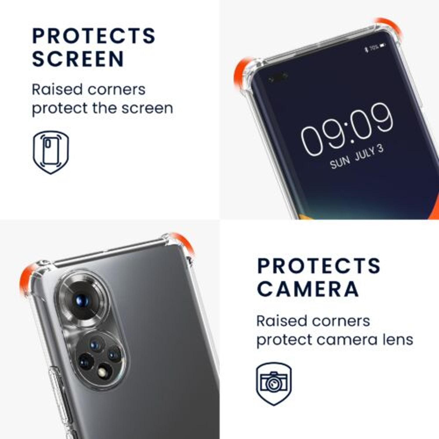 Husa Kwmobile pentru Honor 50, Silicon, Transparent/Mov, 55722.108 fotografia produsului View 3 L