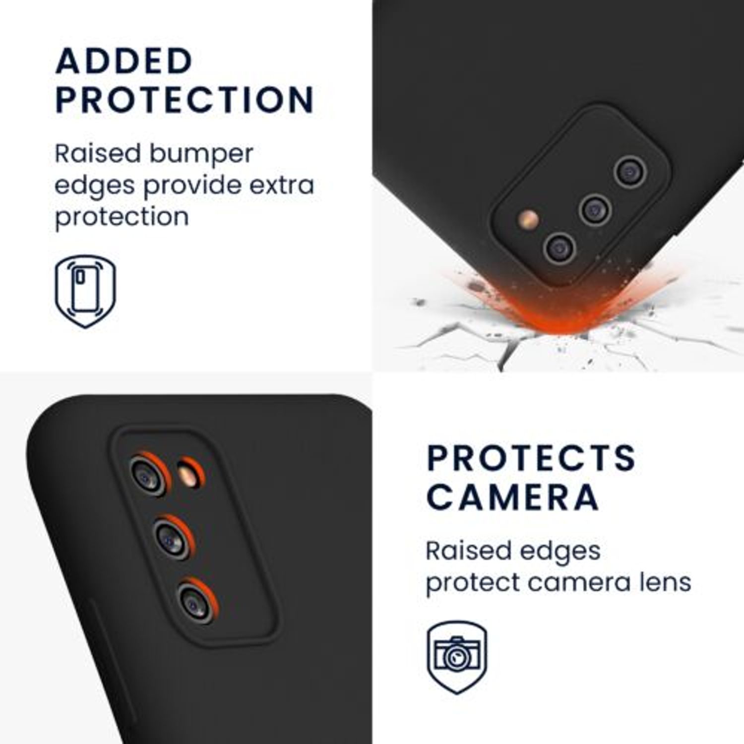 Husa Kwmobile pentru Samsung Galaxy A03s, Silicon, Negru, 57535.01 fotografia produsului View 5 L