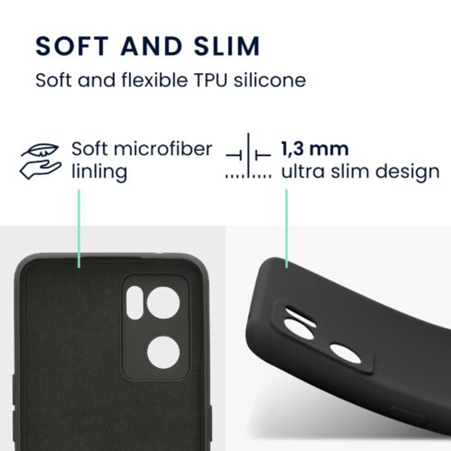 Husa Kwmobile pentru OPPO Find X5 Lite, Silicon, Negru, 57633.47 fotografia produsului View 2 L