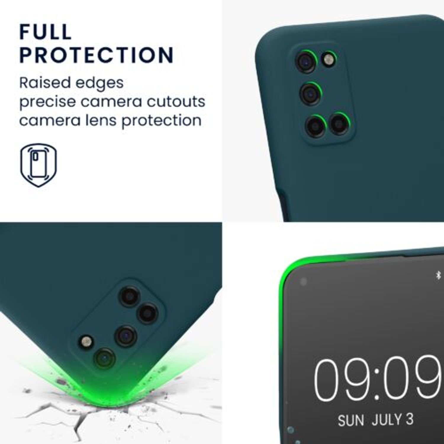 Husa Kwmobile pentru OPPO A52 / A72 (4G), Silicon, Verde, 57575.57 fotografia produsului View 4 L
