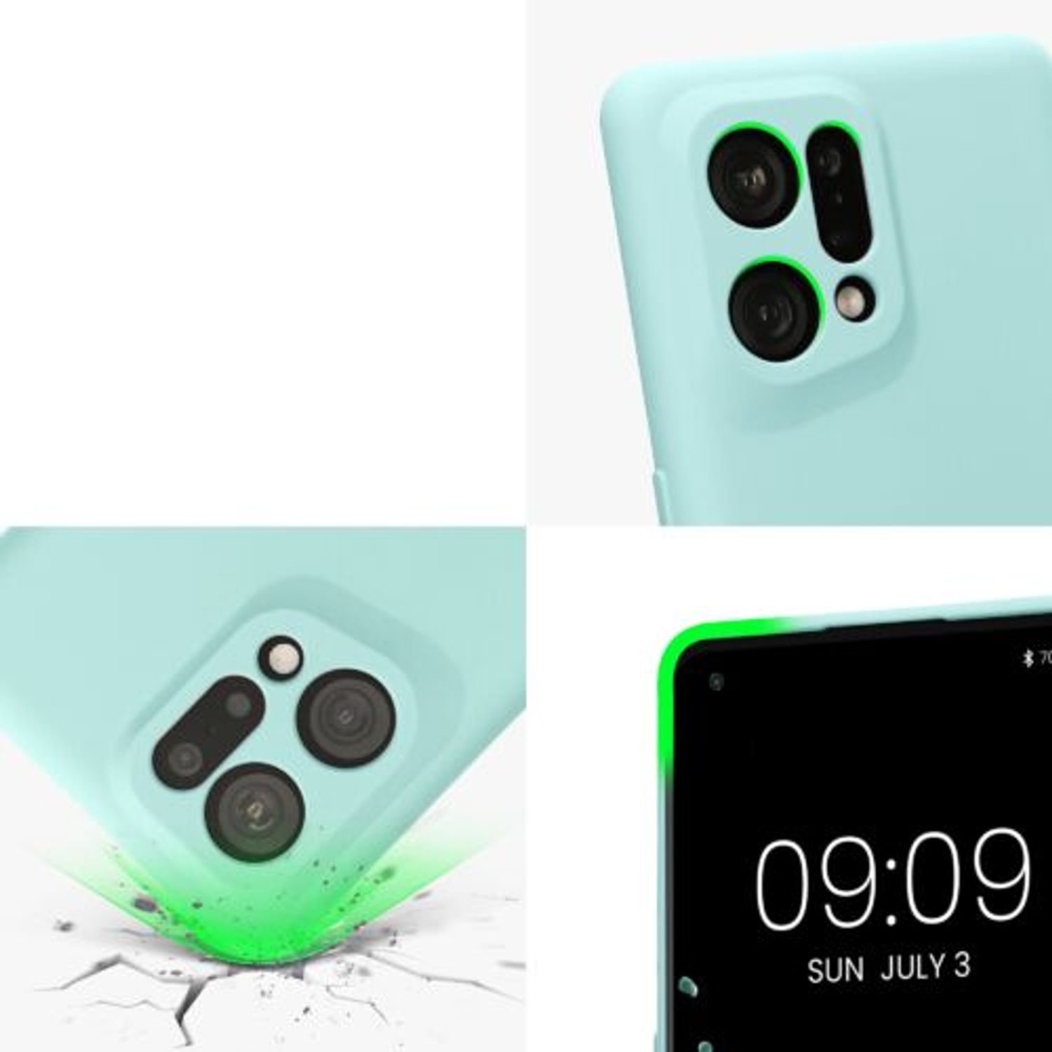 Husa Kwmobile pentru OPPO Find X5, Silicon, Verde, 57632.71 fotografia produsului View 8 L