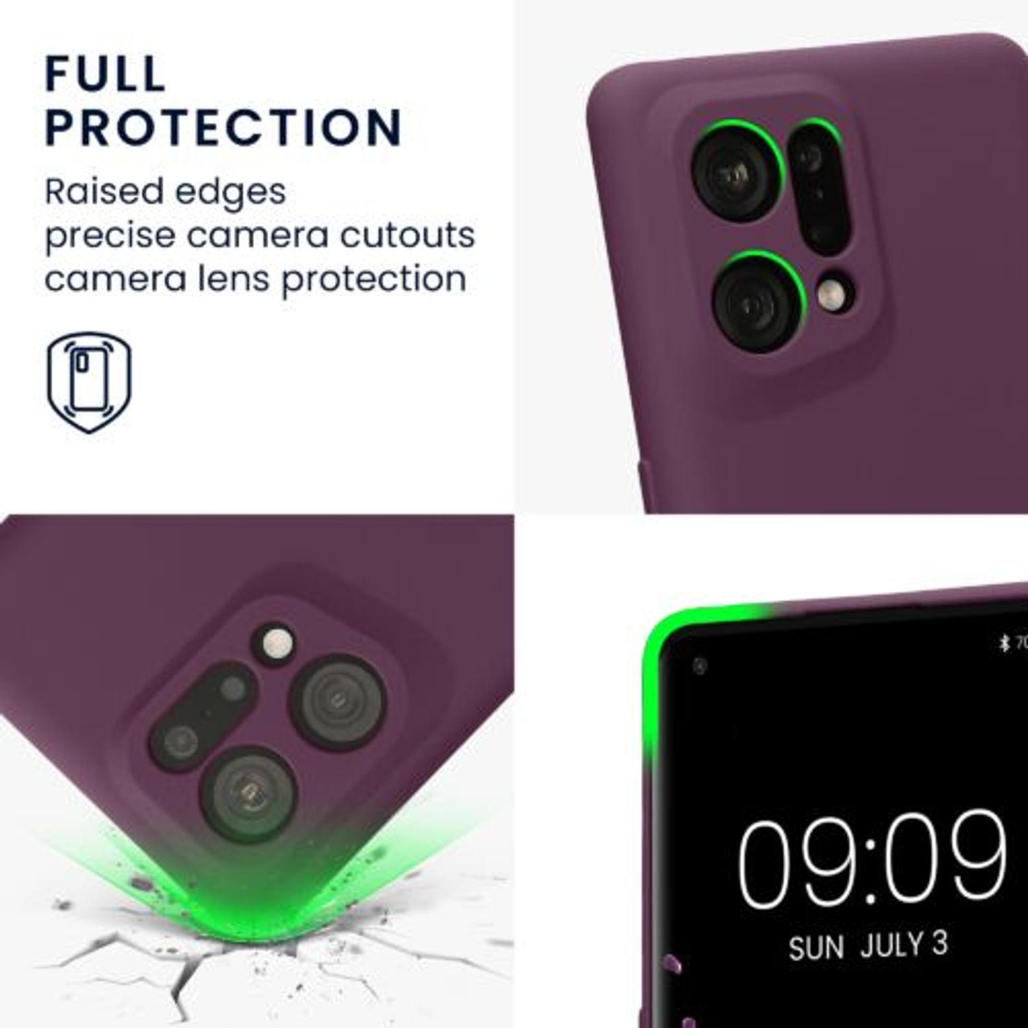 Husa Kwmobile pentru OPPO Find X5, Silicon, Violet, 57632.187 fotografia produsului View 3 L