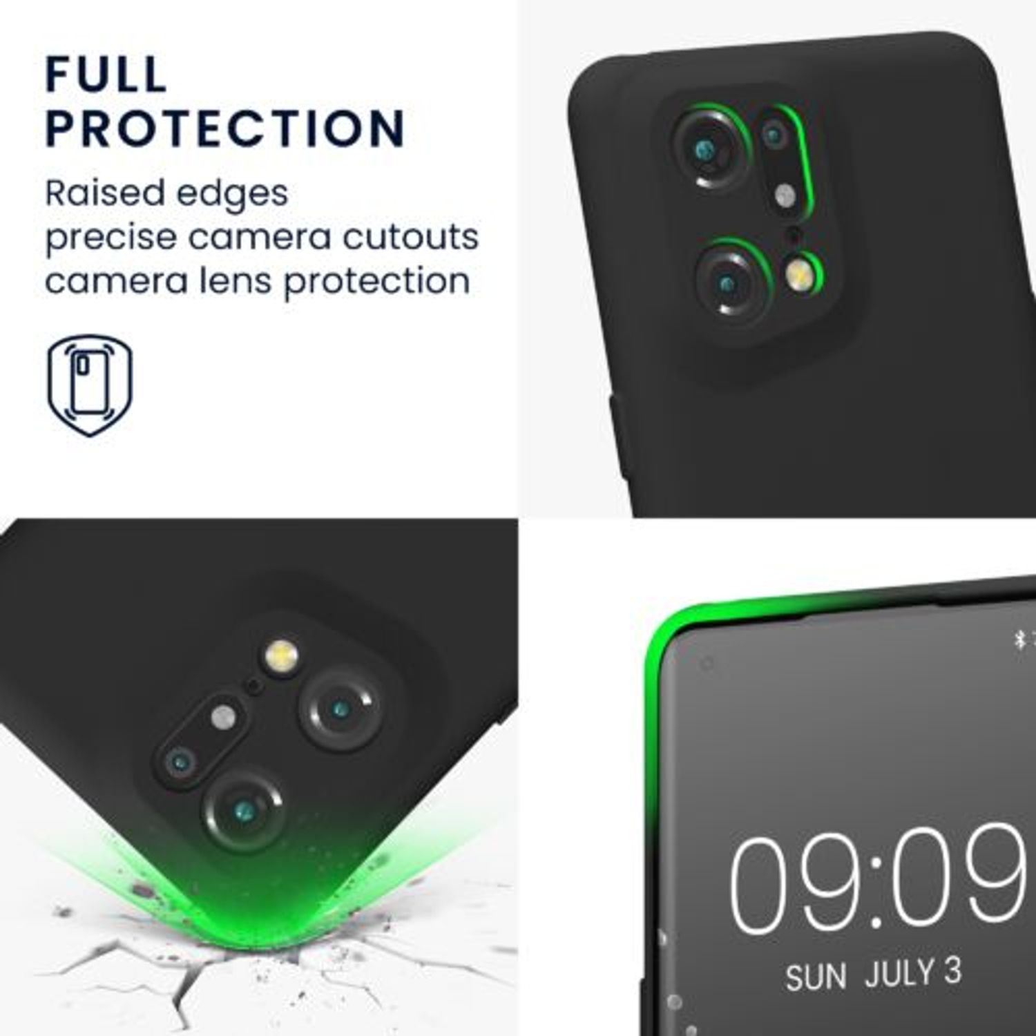 Husa Kwmobile pentru OPPO Find X5 Pro, Silicon, Negru, 57631.47 fotografia produsului View 3 L
