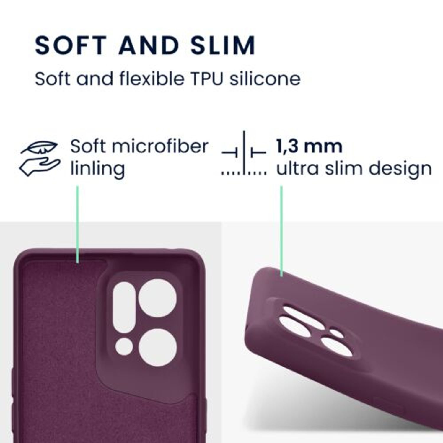 Husa Kwmobile pentru OPPO Find X5, Silicon, Violet, 57632.187 fotografia produsului View 2 L