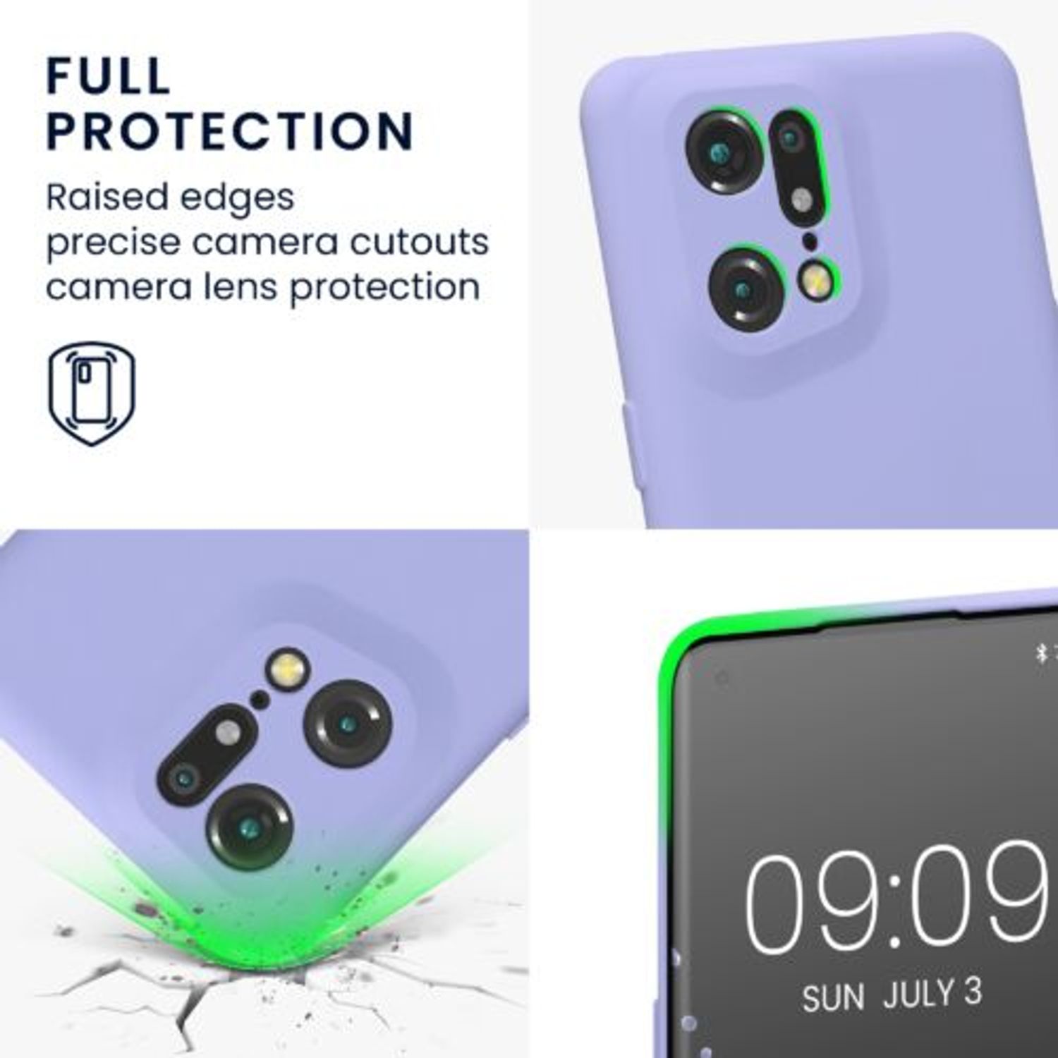 Husa Kwmobile pentru OPPO Find X5 Pro, Silicon, Albastru, 57631.139 fotografia produsului View 3 L