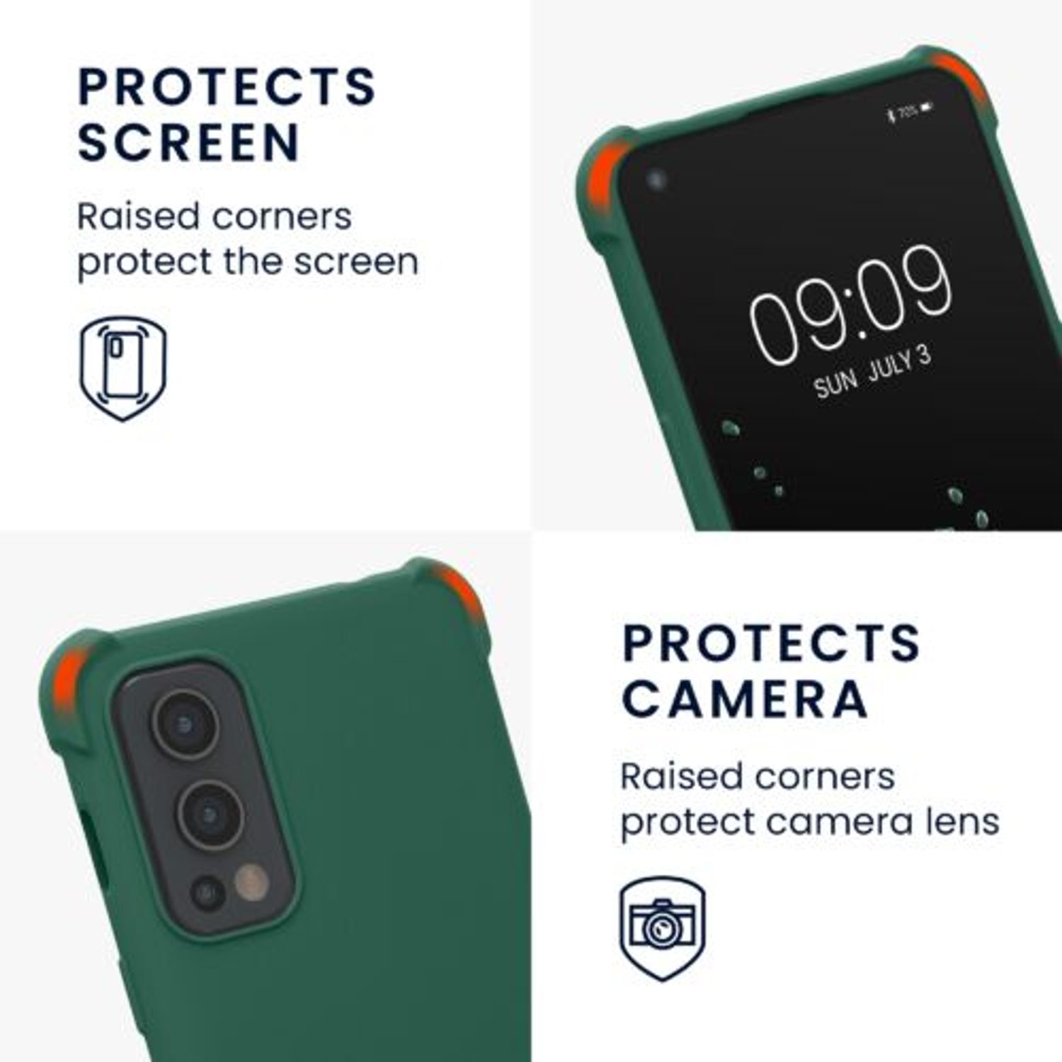 Husa Kwmobile pentru OnePlus Nord 2 5G, Silicon, Verde, 56783.80 fotografia produsului View 3 L