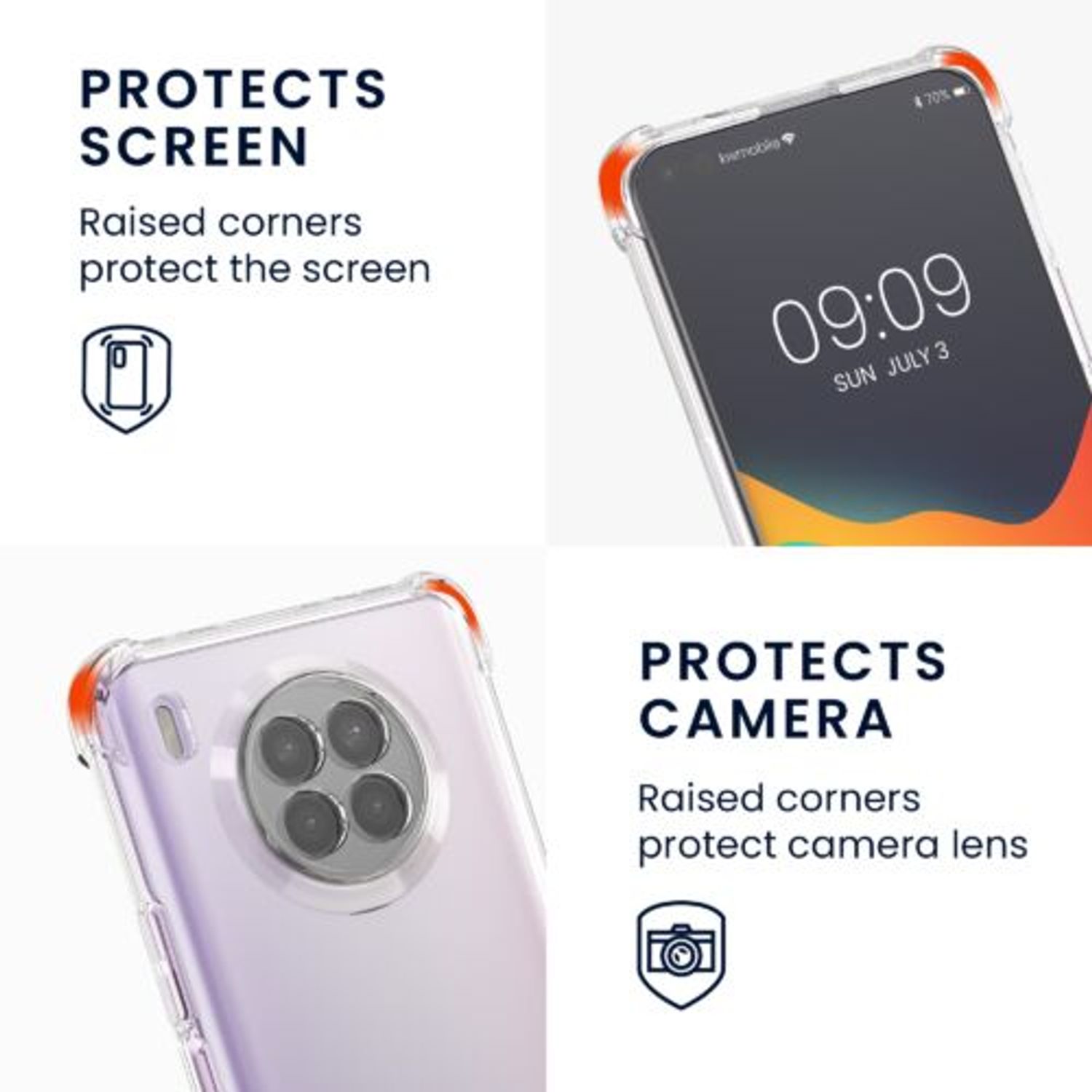 Husa Kwmobile pentru Huawei nova 8i, Silicon, Transparent/Negru, 57666.01 fotografia produsului View 16 L