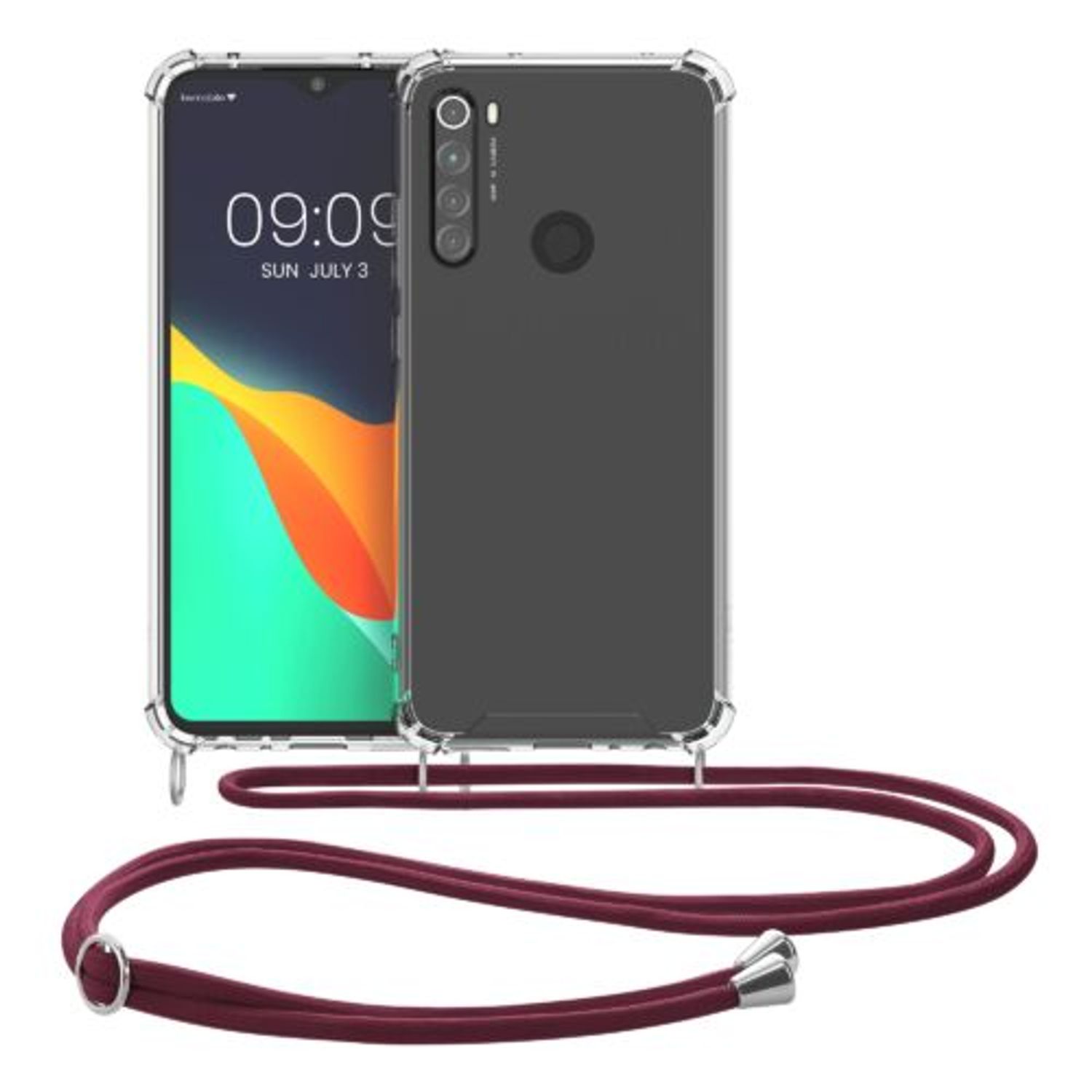 Husa Kwmobile pentru Xiaomi Redmi Note 8, Silicon, Transparent/Rosu, 50183.20 fotografia produsului View 9 L