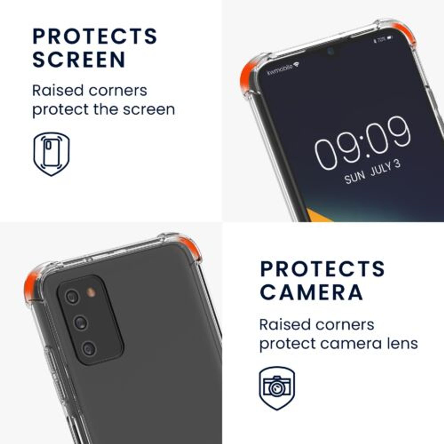 Husa Kwmobile pentru Samsung Galaxy A03s, Silicon, Transparent, 57726.03 fotografia produsului View 3 L