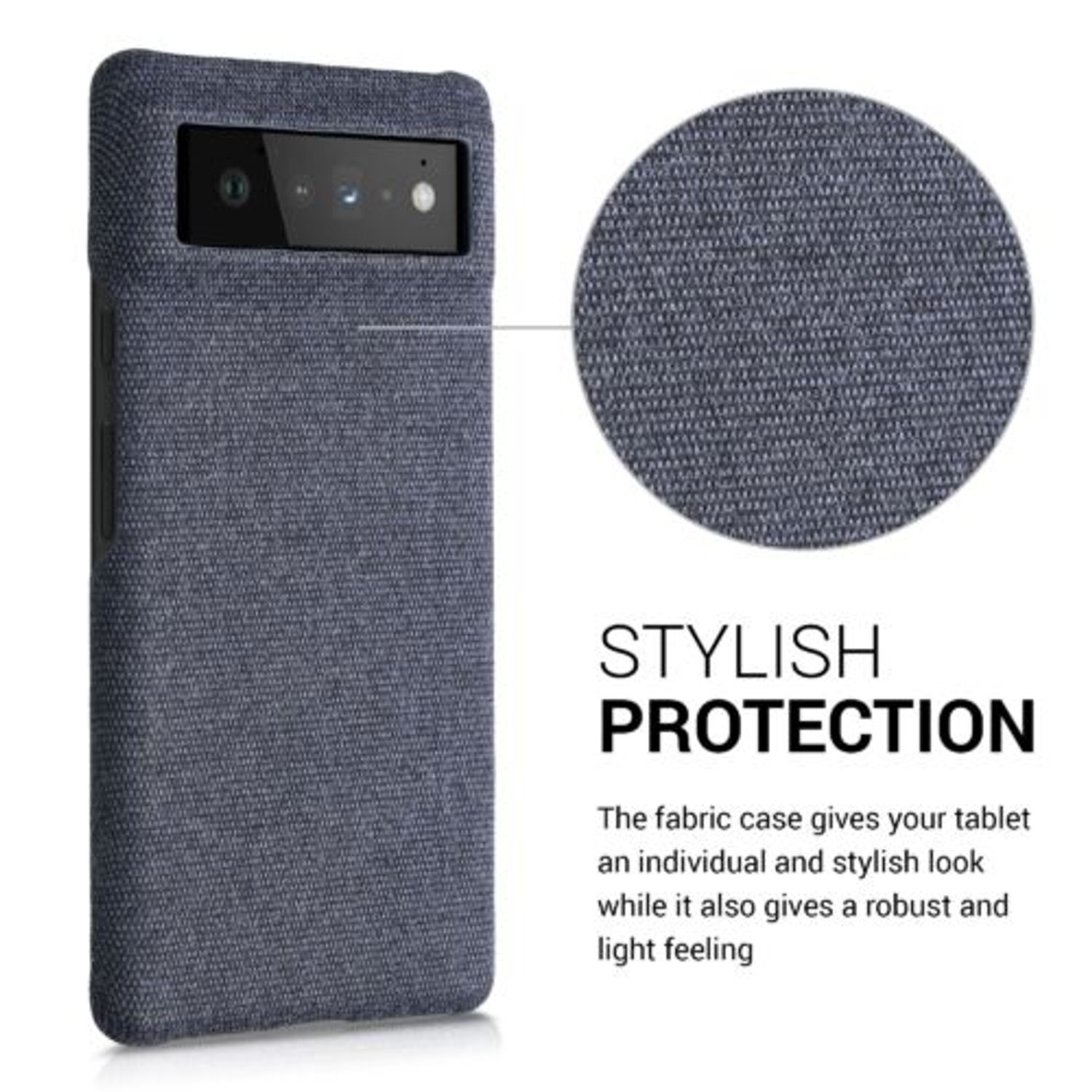 Husa Kwmobile pentru Google Pixel 6, Textil, Albastru, 57795.17 fotografia produsului View 3 L