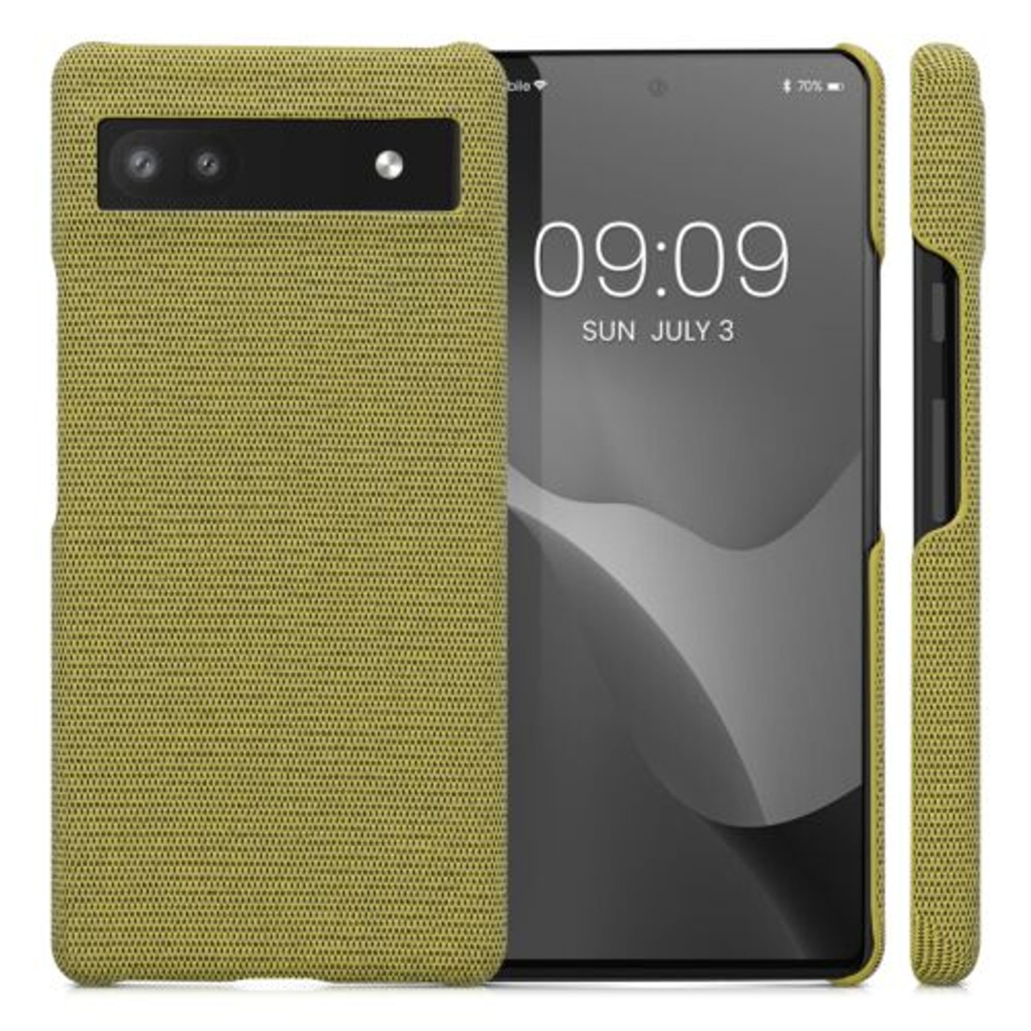 Husa Kwmobile pentru Google Pixel 6a, Textil, Galben, 57797.06 fotografia produsului