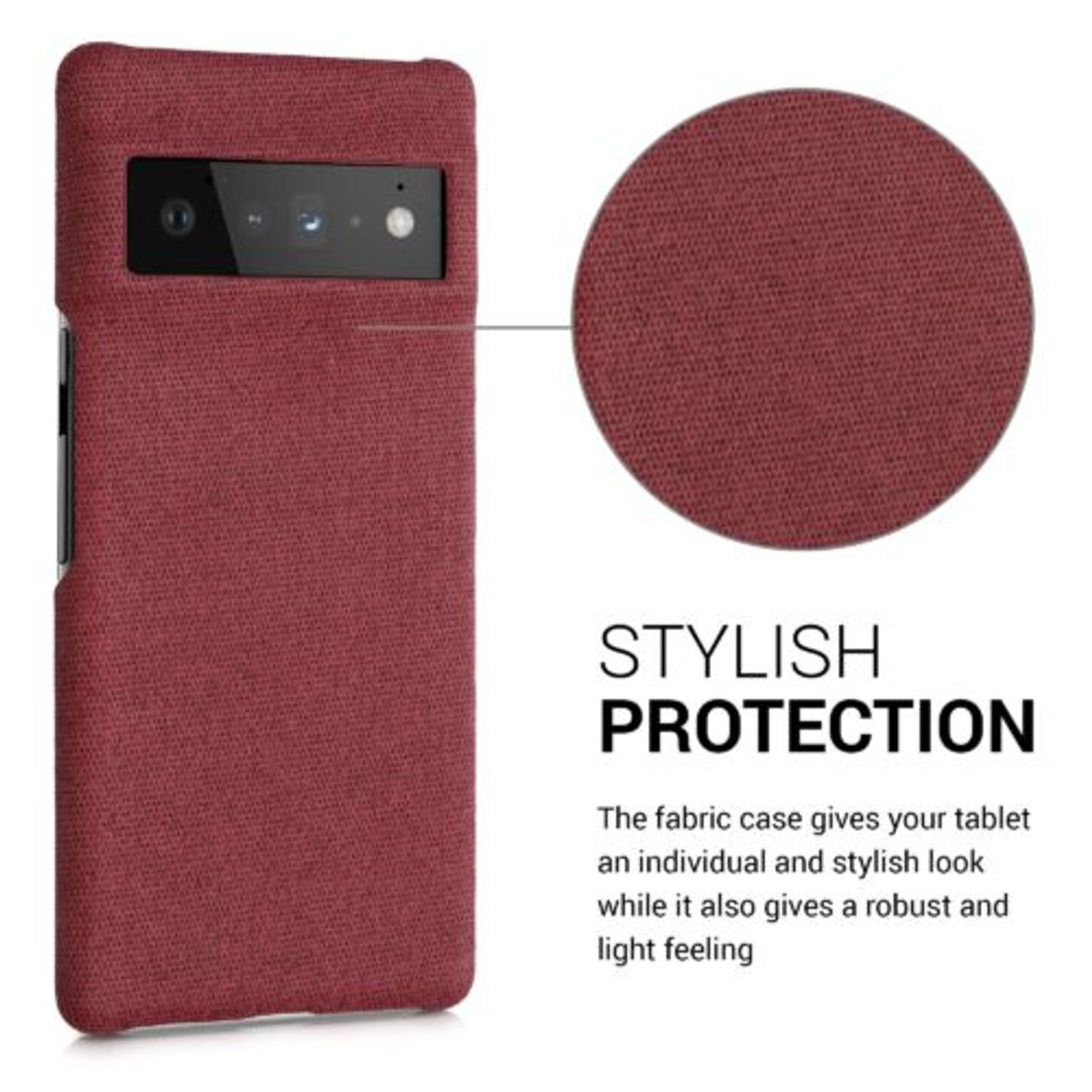 Husa Kwmobile pentru Google Pixel 6 Pro, Textil, Rosu, 57796.76 fotografia produsului View 3 L