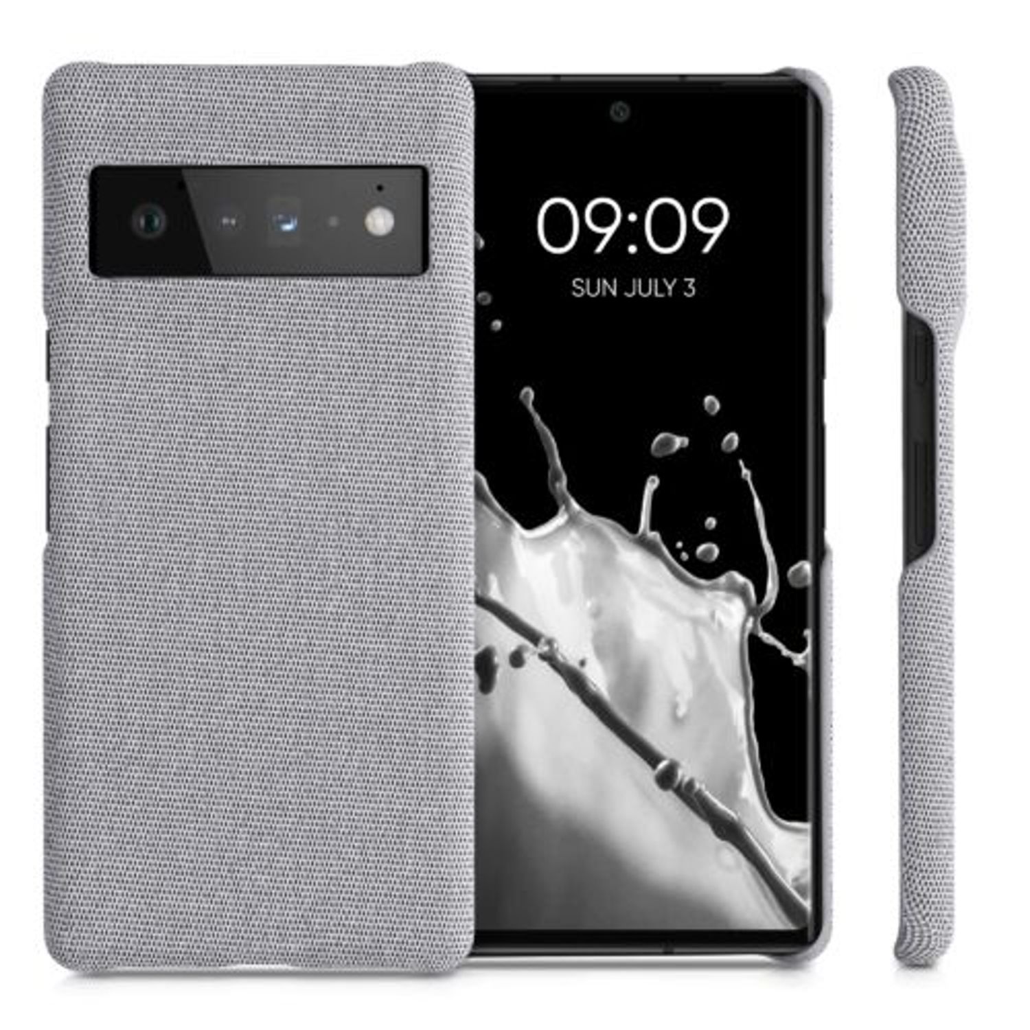 Husa Kwmobile pentru Google Pixel 6 Pro, Textil, Gri, 57796.25 fotografia produsului