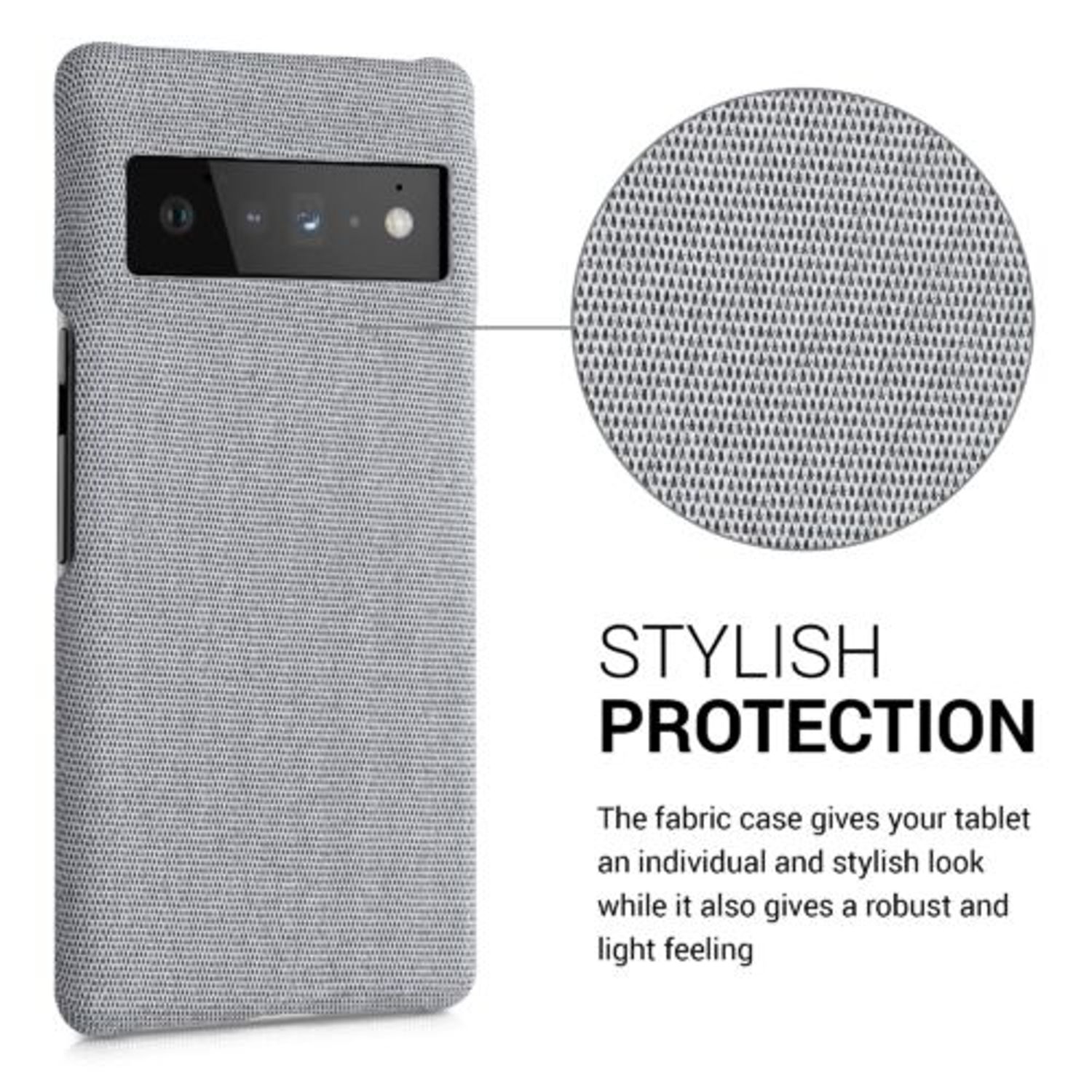 Husa Kwmobile pentru Google Pixel 6 Pro, Textil, Gri, 57796.25 fotografia produsului View 2 L