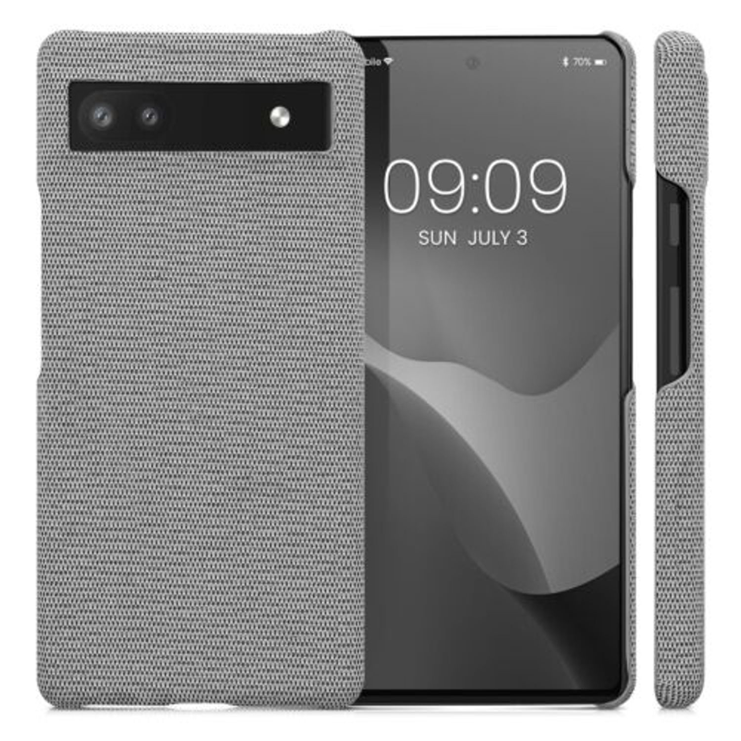 Husa Kwmobile pentru Google Pixel 6a, Textil, Gri, 57797.25 fotografia produsului