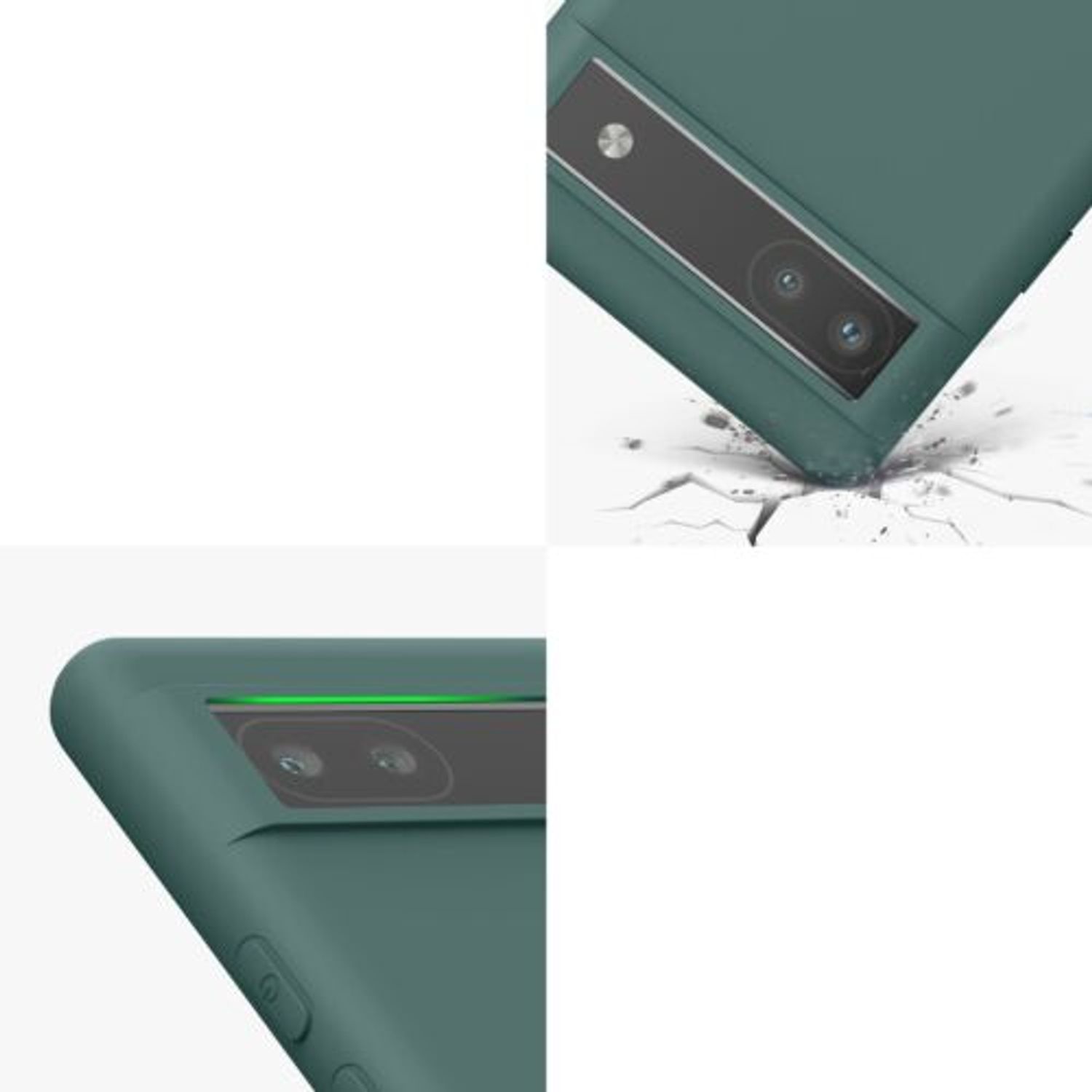 Husa Kwmobile pentru Google Pixel 6a, Silicon, Verde, 57799.171 fotografia produsului View 7 L