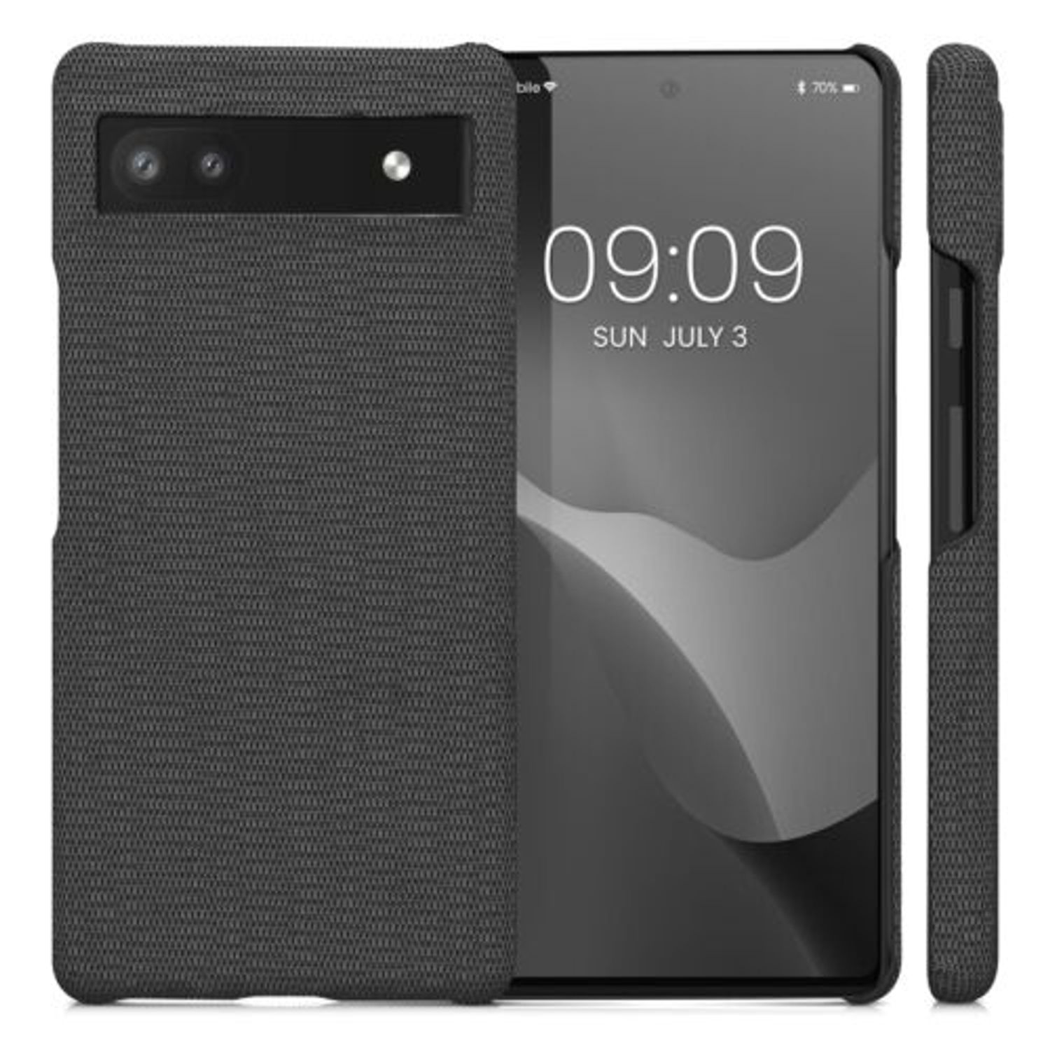 Husa Kwmobile pentru Google Pixel 6a, Textil, Gri, 57797.19 fotografia produsului