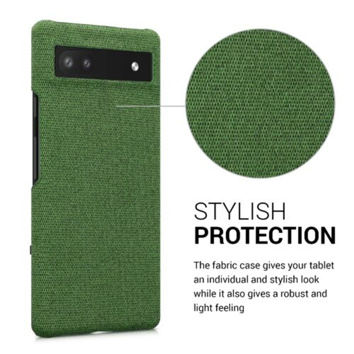 Husa Kwmobile pentru Google Pixel 6a, Textil, Verde, 57797.07 fotografia produsului View 3 L