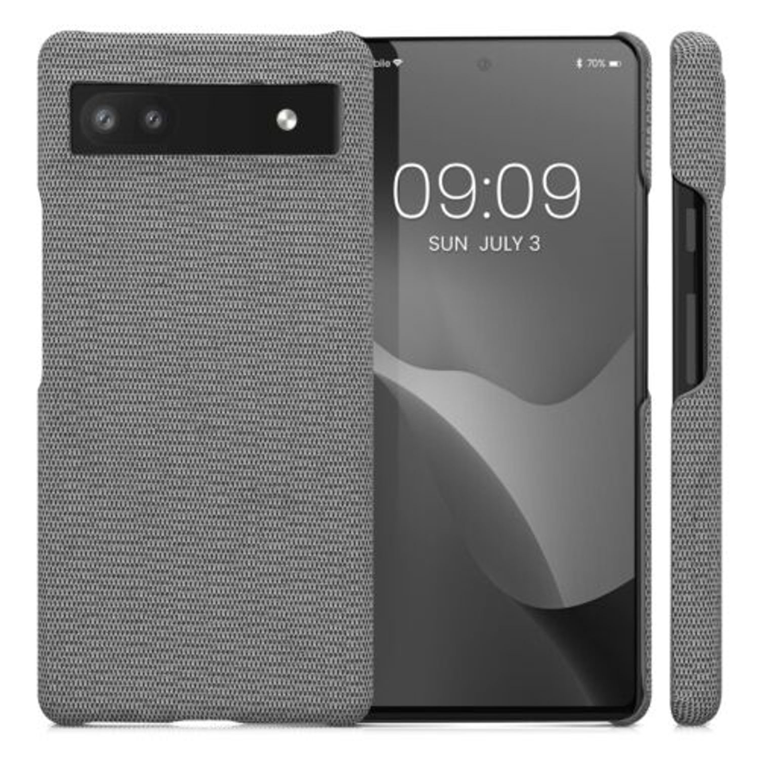 Husa Kwmobile pentru Google Pixel 6a, Textil, Gri, 57797.22 fotografia produsului