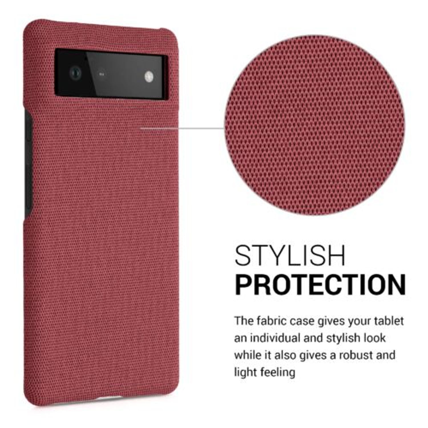 Husa Kwmobile pentru Google Pixel 6, Textil, Rosu, 57795.76 fotografia produsului View 6 L