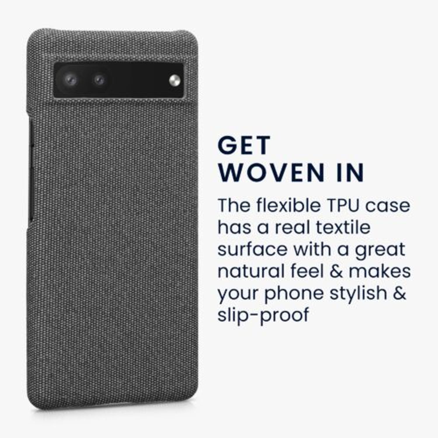 Husa Kwmobile pentru Google Pixel 6a, Textil, Gri, 57794.22 fotografia produsului View 3 L