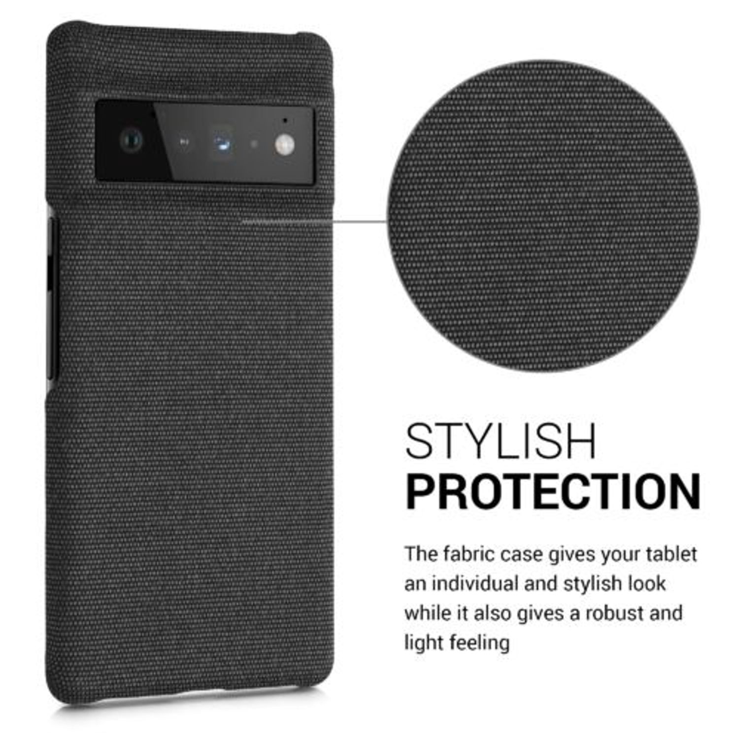 Husa Kwmobile pentru Google Pixel 6 Pro, Textil, Gri, 57796.19 fotografia produsului View 3 L