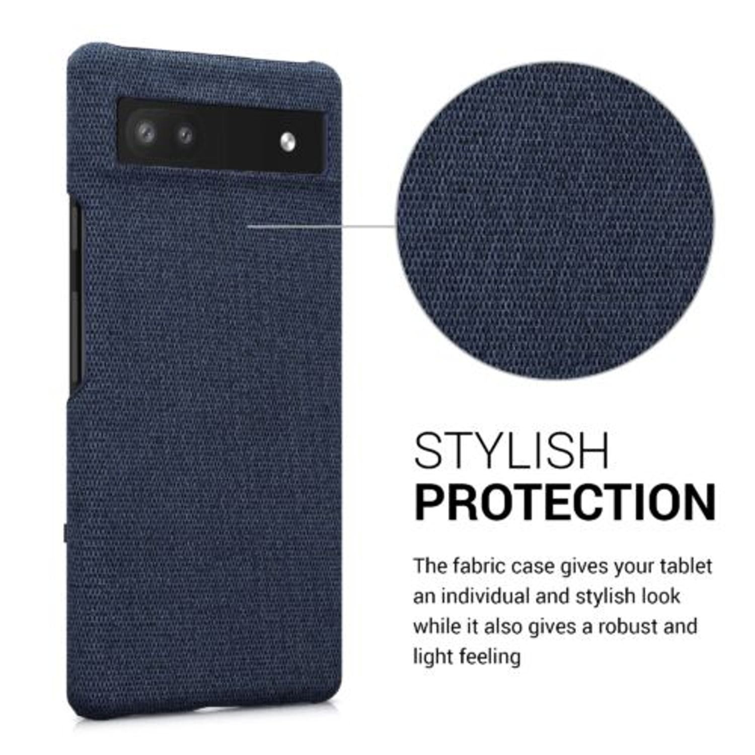 Husa Kwmobile pentru Google Pixel 6a, Textil, Albastru, 57797.17 fotografia produsului View 3 L