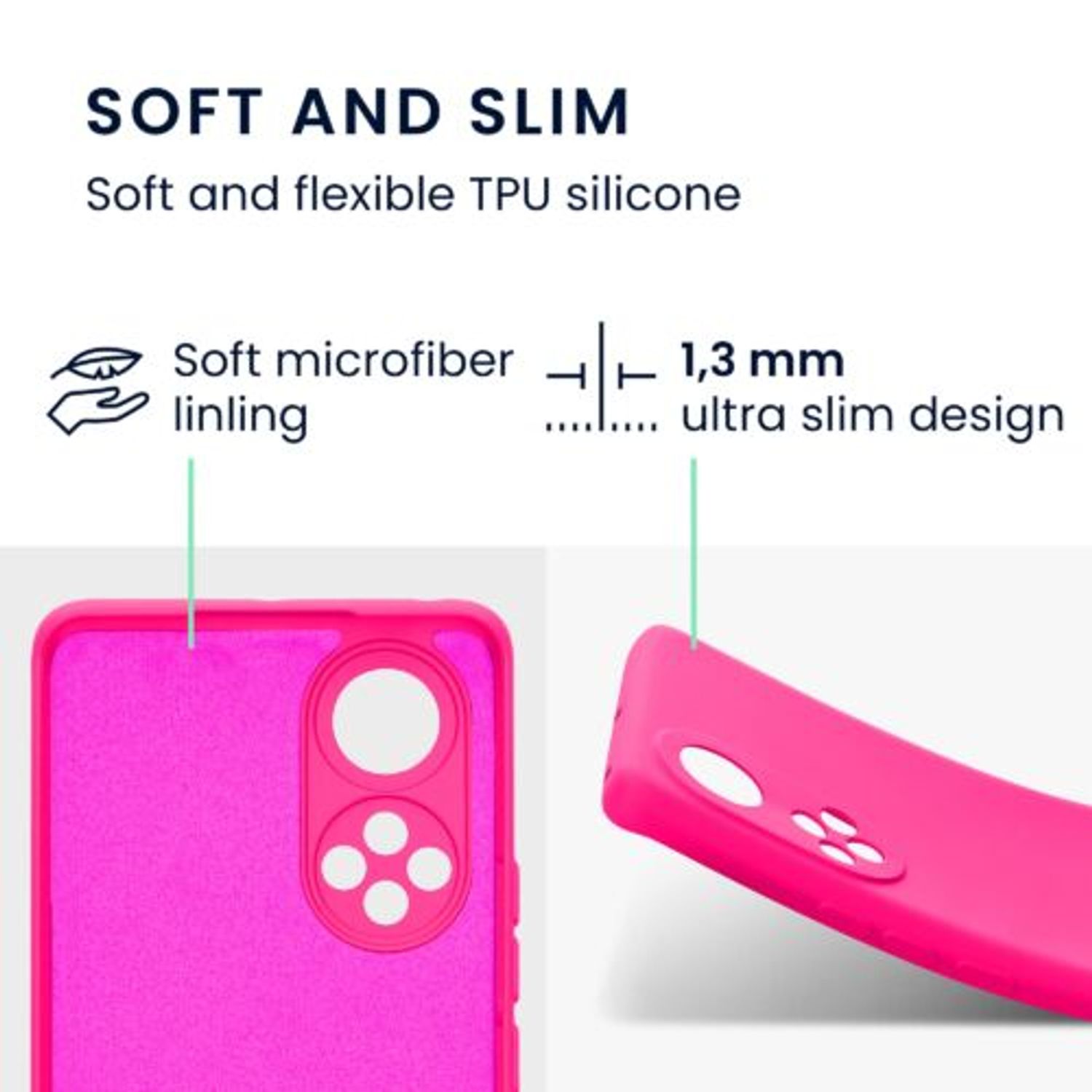 Husa Kwmobile pentru Honor 50, Silicon, Roz, 57828.77 fotografia produsului View 2 L