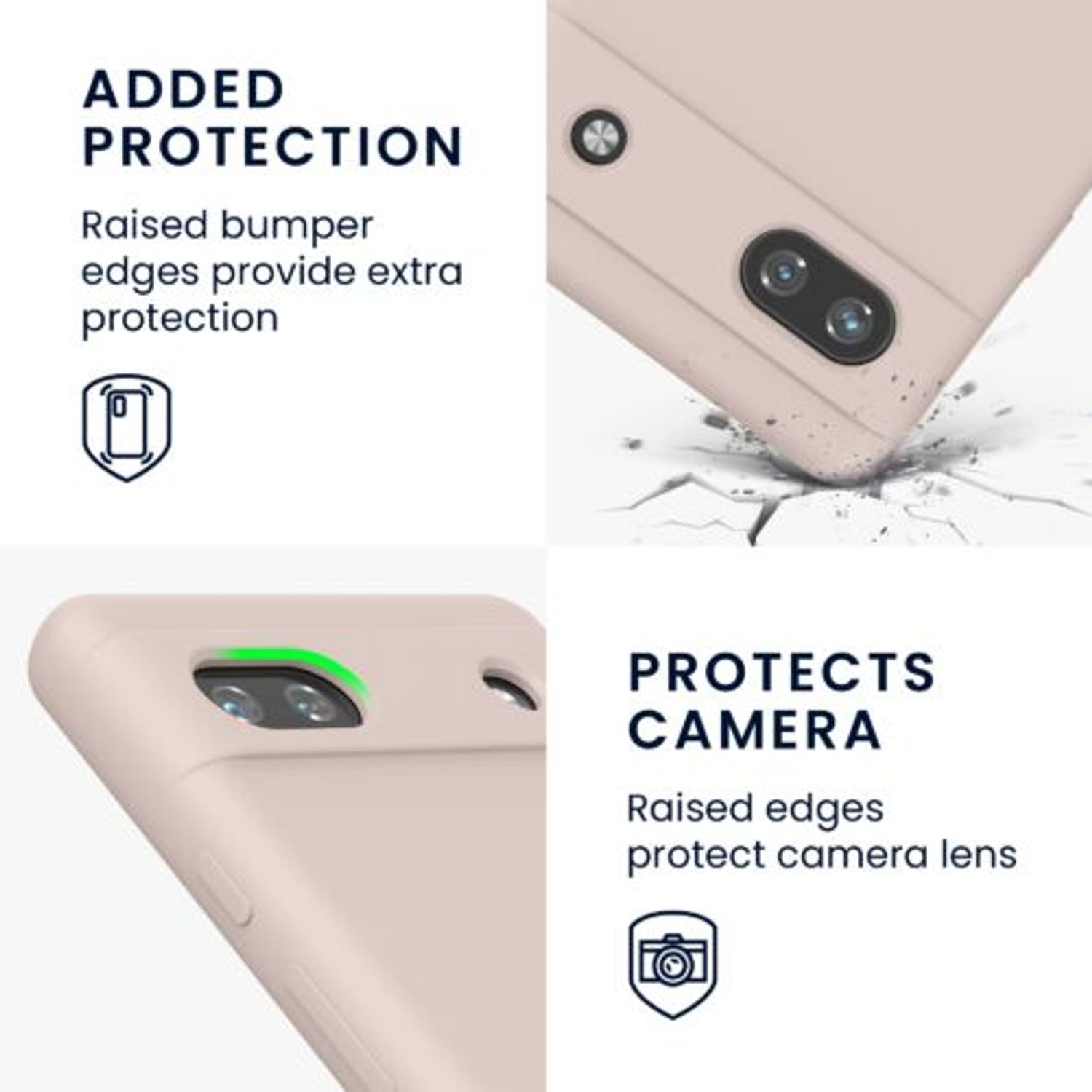 Husa Kwmobile pentru Google Pixel 6a, Silicon, Crem, 57815.225 fotografia produsului View 3 L
