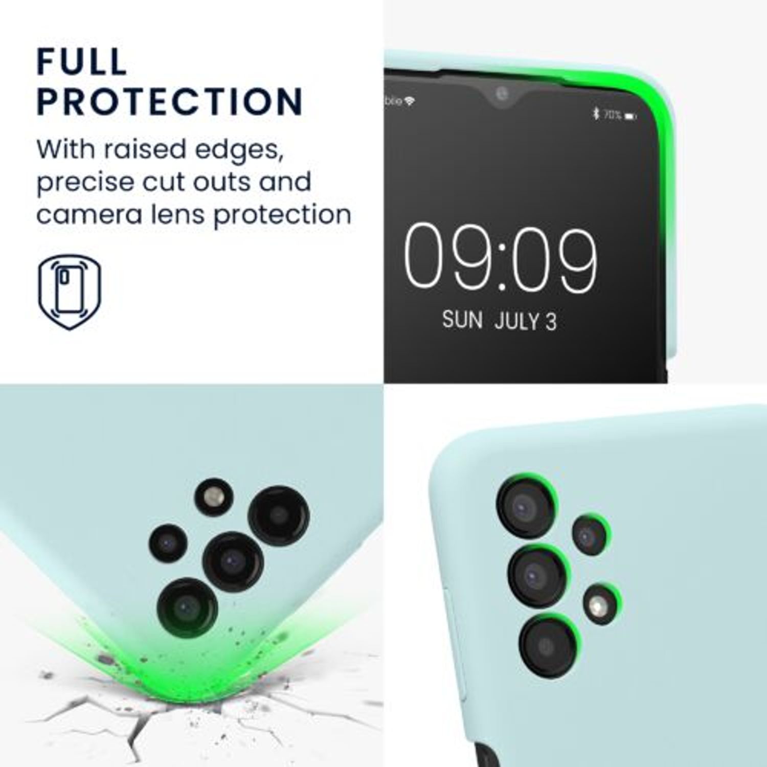 Husa Kwmobile pentru Samsung Galaxy A13, Silicon, Verde, 57832.200 fotografia produsului View 3 L