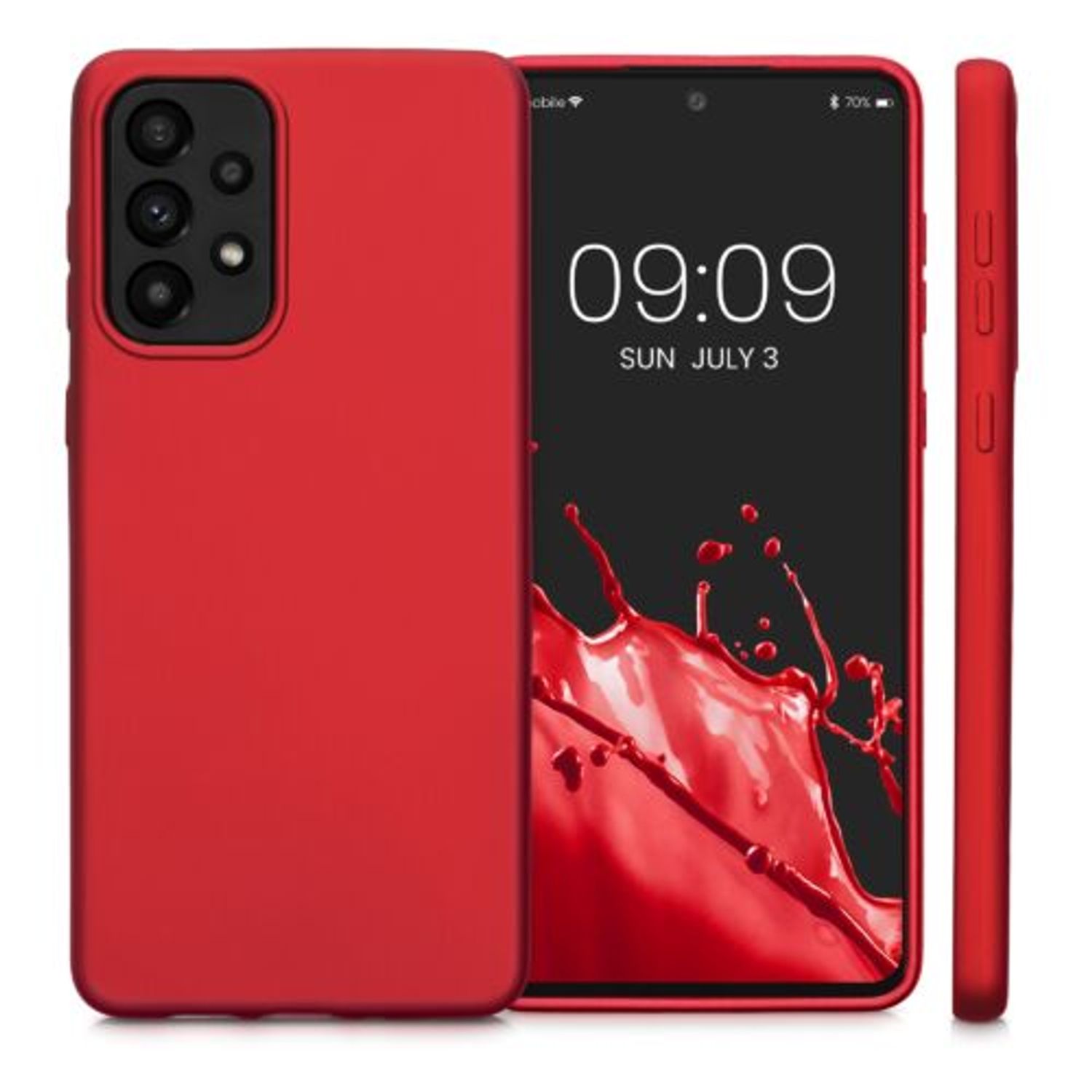 Husa Kwmobile pentru Samsung Galaxy A73 5G, Silicon, Rosu, 57959.36 fotografia produsului