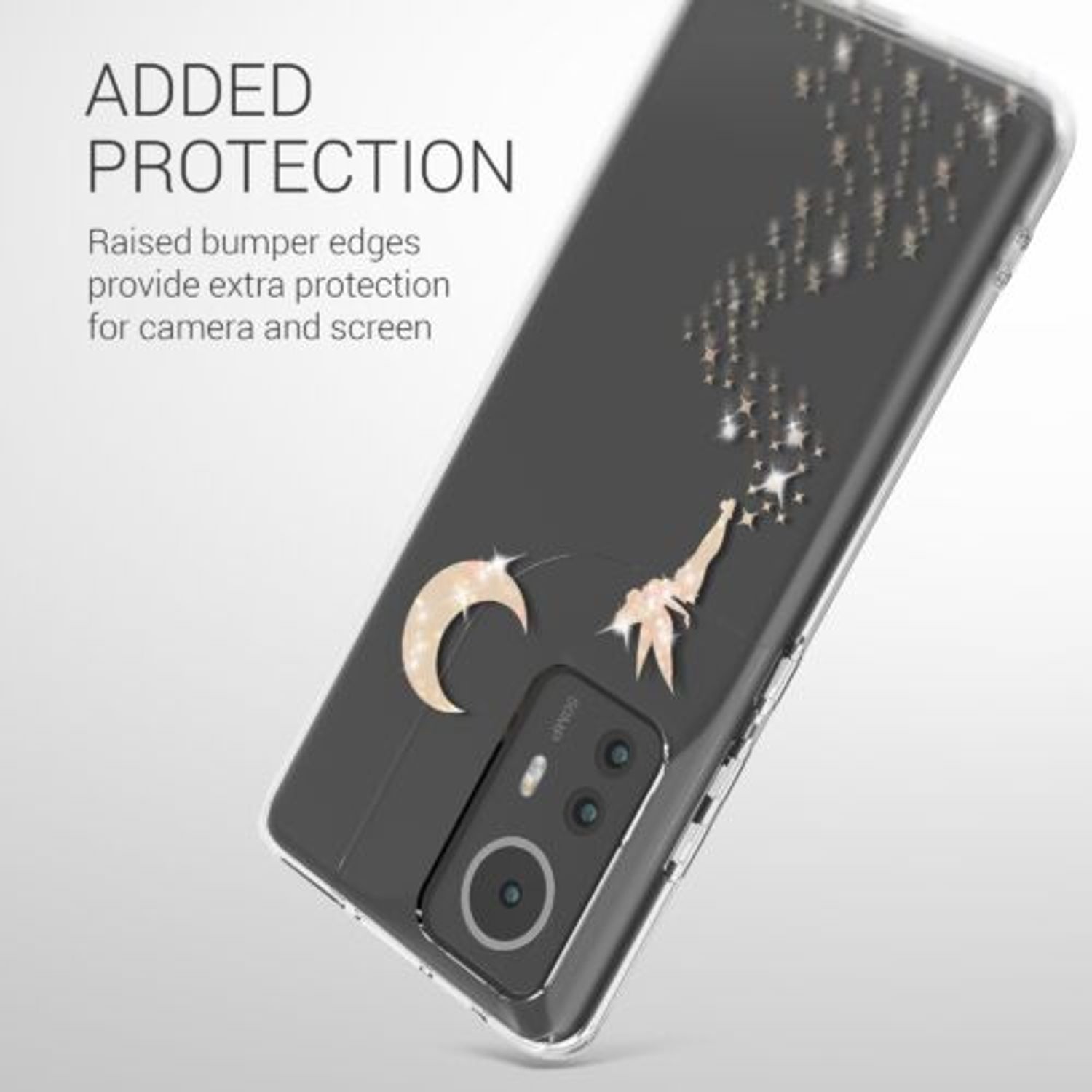 Husa Kwmobile pentru Xiaomi 12 Pro, Silicon, Transparent/Auriu, 57945.01 fotografia produsului View 6 L