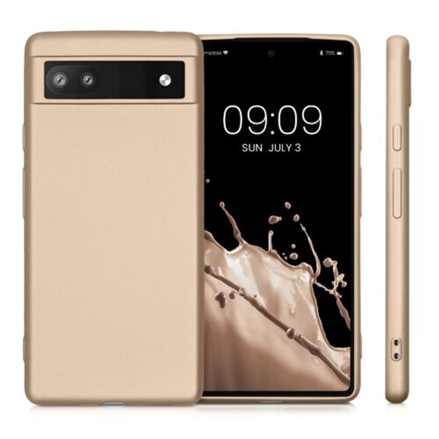 Husa Kwmobile pentru Google Pixel 6a, Silicon, Auriu, 57960.66 fotografia produsului