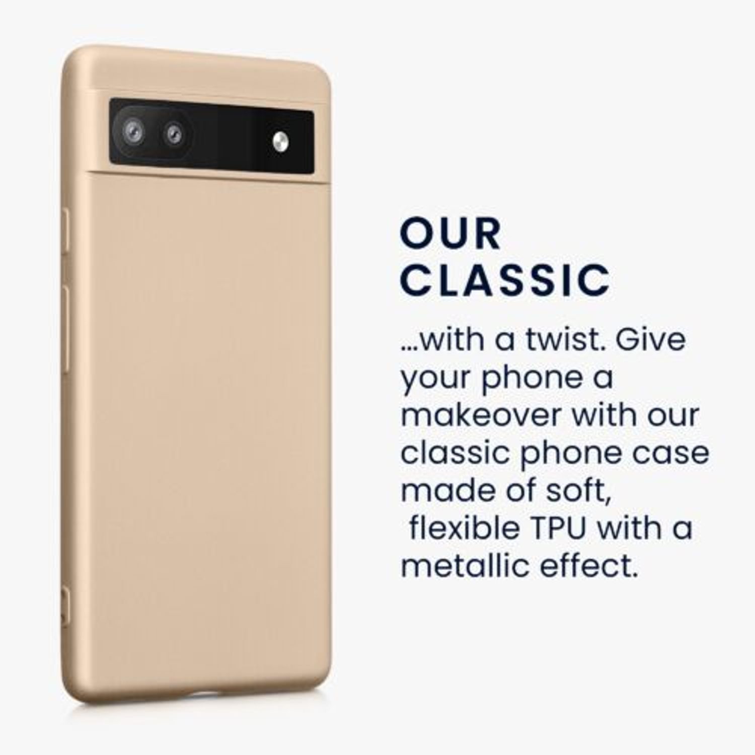 Husa Kwmobile pentru Google Pixel 6a, Silicon, Auriu, 57960.66 fotografia produsului View 3 L