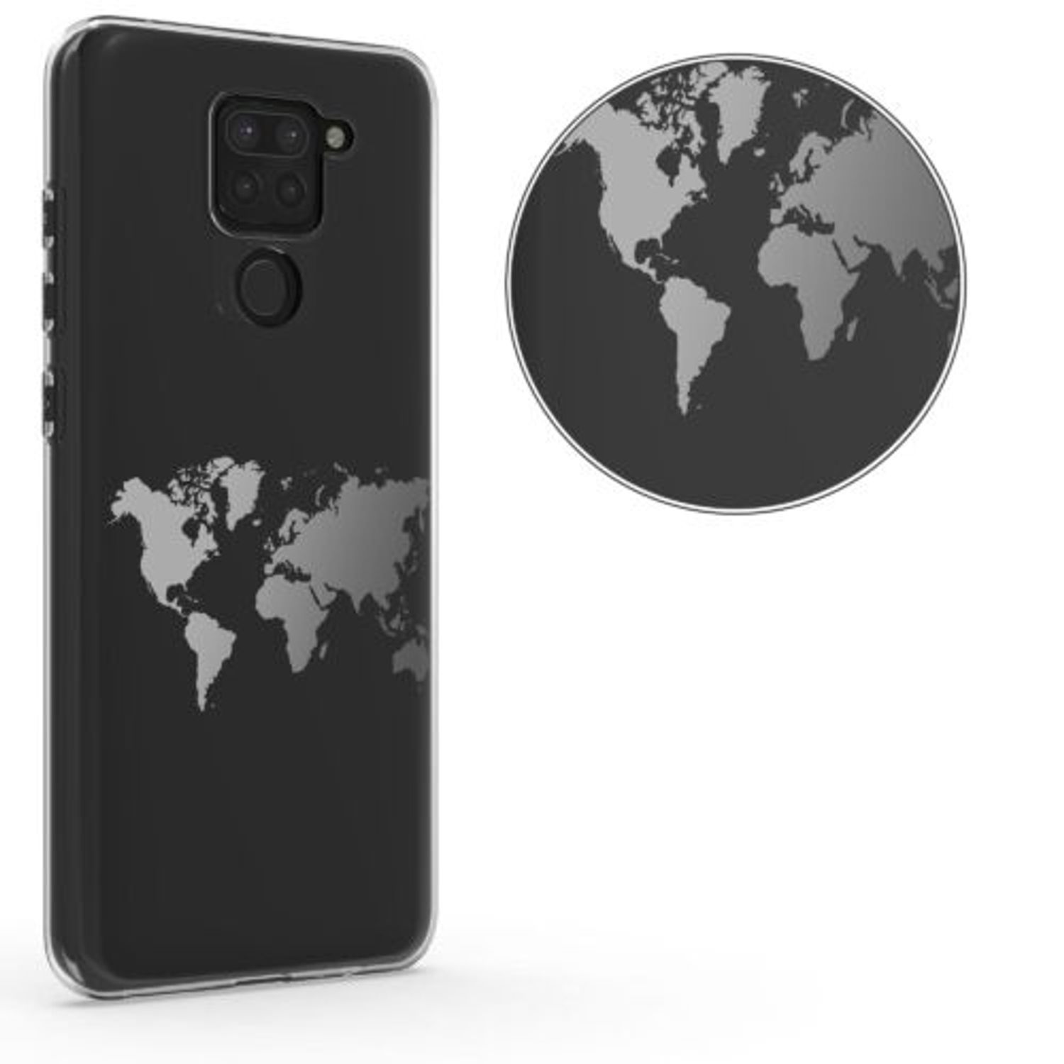 Husa Kwmobile pentru Xiaomi Redmi Note 9, Silicon, Transparent/Argintiu, 57084.05 fotografia produsului View 3 L
