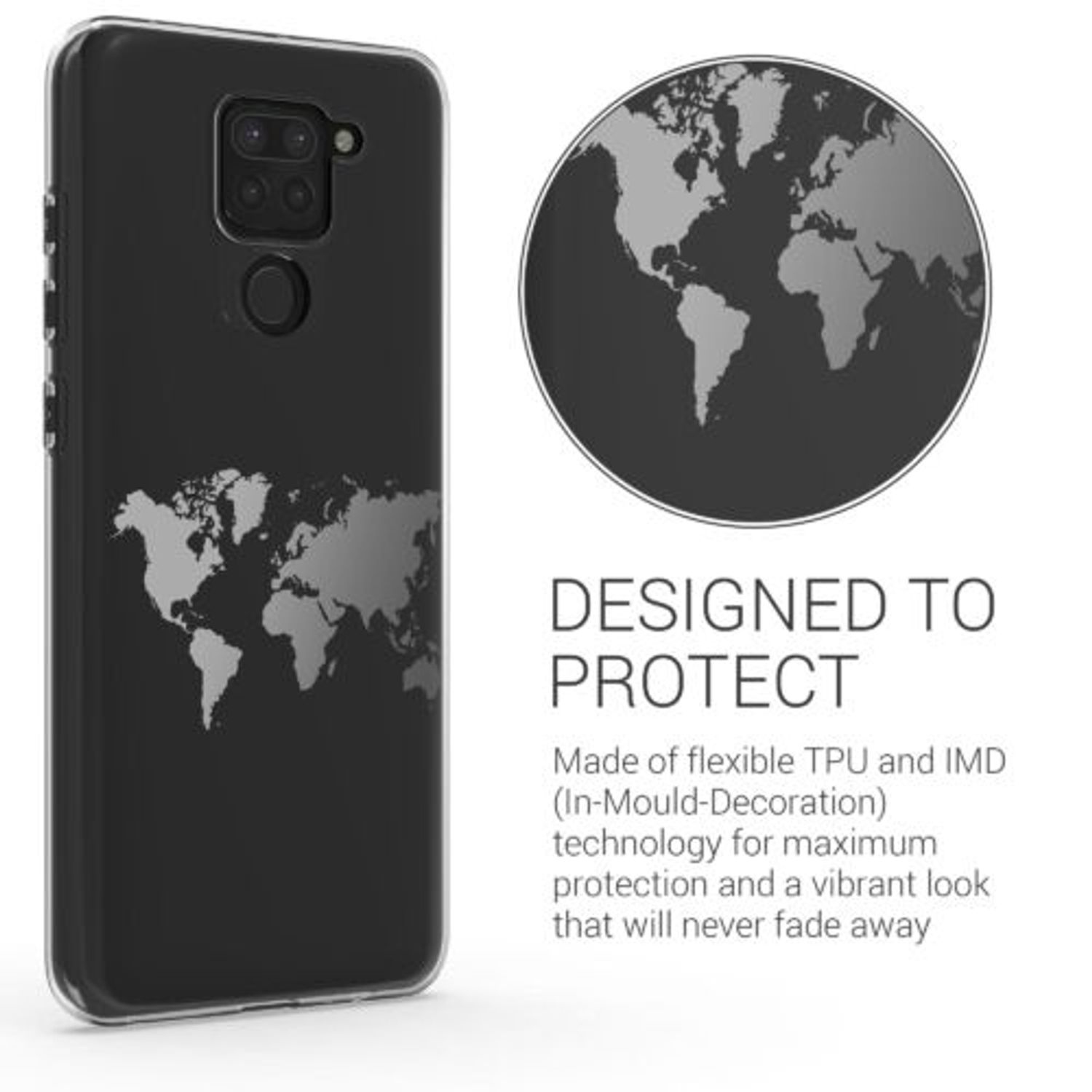 Husa Kwmobile pentru Xiaomi Redmi Note 9, Silicon, Transparent/Argintiu, 57084.05 fotografia produsului View 7 L